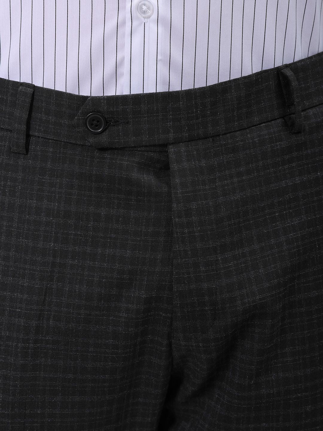 The Indian Garage Co. X Luxe Men Checked Slim Fit Formal Trousers - Image 2