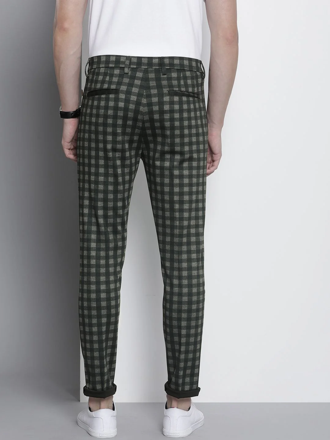 The Indian Garage Co. X Luxe Men Checked Slim Fit Trousers - Image 3