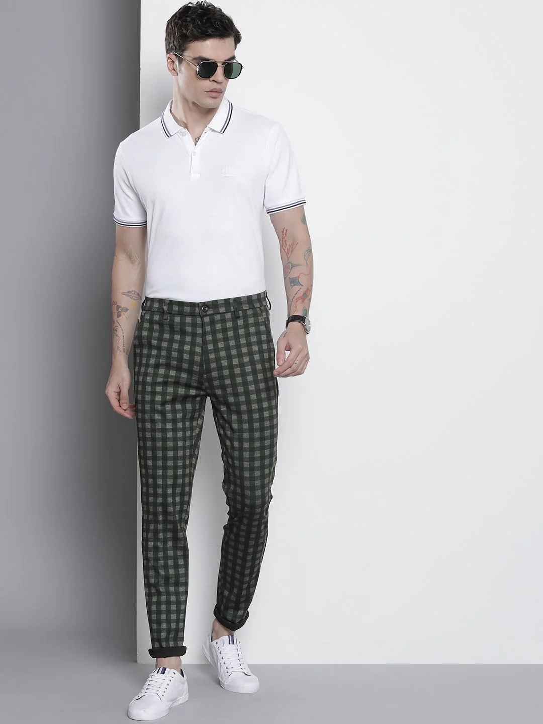 The Indian Garage Co. X Luxe Men Checked Slim Fit Trousers - Image 5