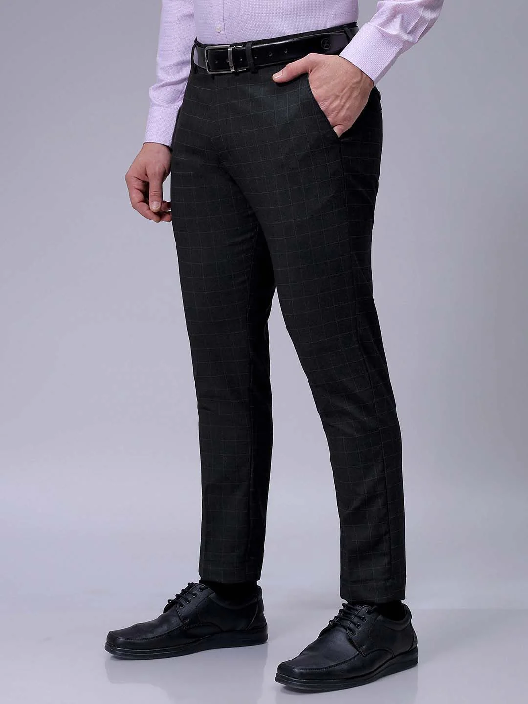 The Indian Garage Co. X Luxe Men Checked Slim Fit Trousers - Image 2