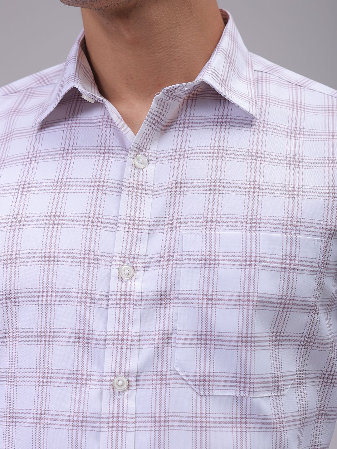 The Indian Garage Co. X Luxe Men Cutaway Collar Checked Slim Fit Formal Shirt - Image 2