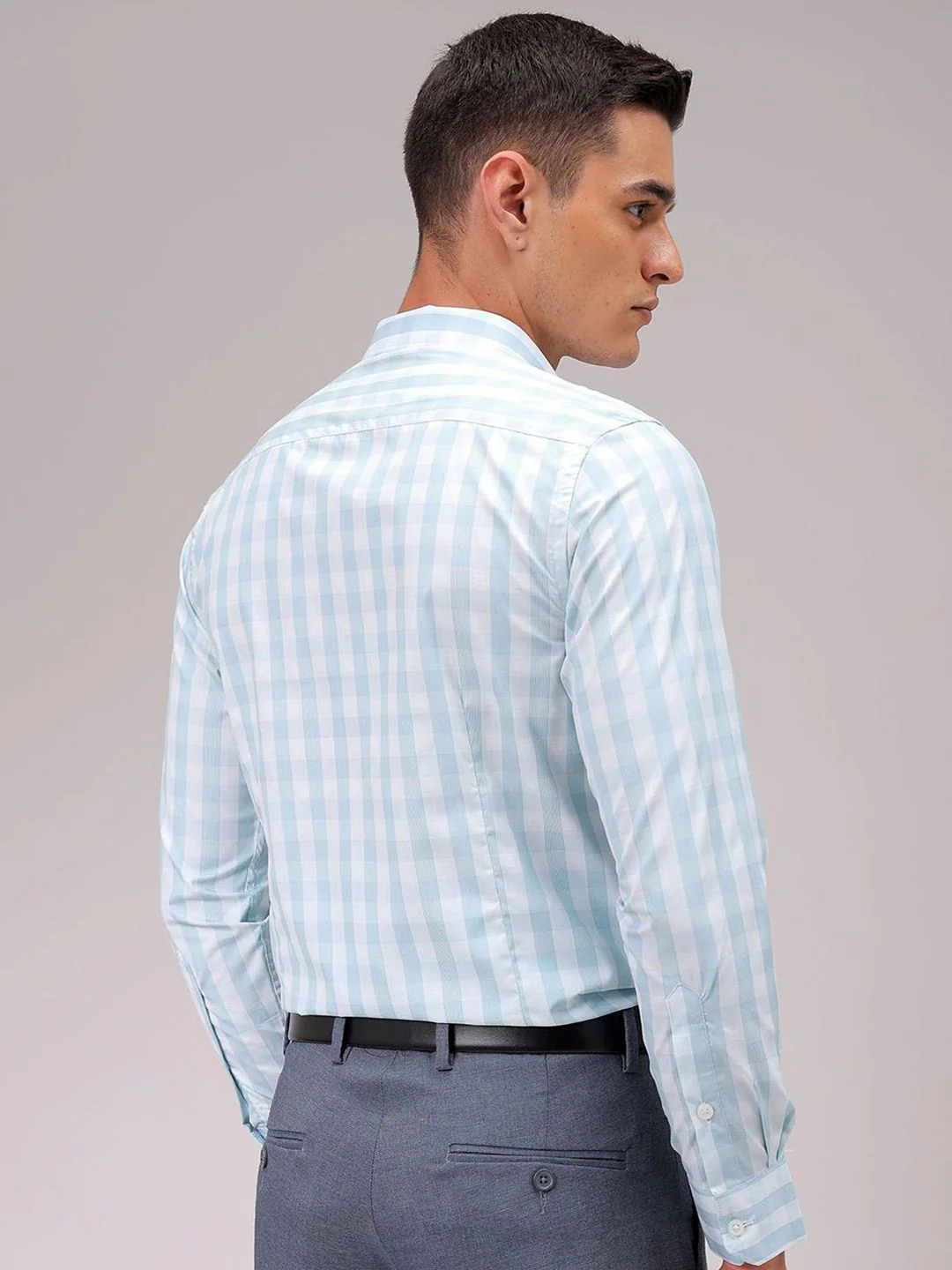 The Indian Garage Co. X Luxe Men Cutaway Collar Checked Slim Fit Formal Shirt - Image 6