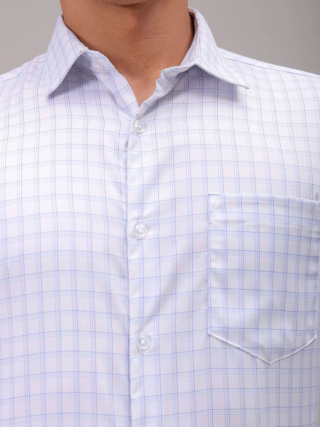 The Indian Garage Co. X Luxe Men Cutaway Collar Checked Slim Fit Formal Shirt - Image 3