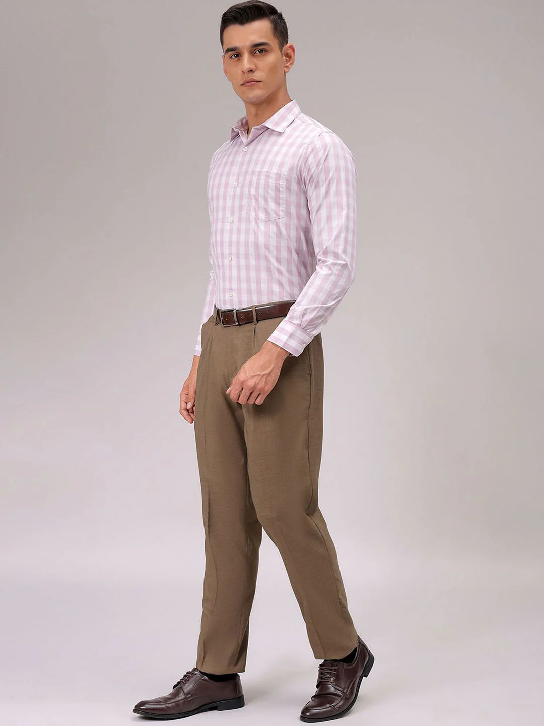 The Indian Garage Co. X Luxe Men Cutaway Collar Checked Slim Fit Formal Shirt - Image 6