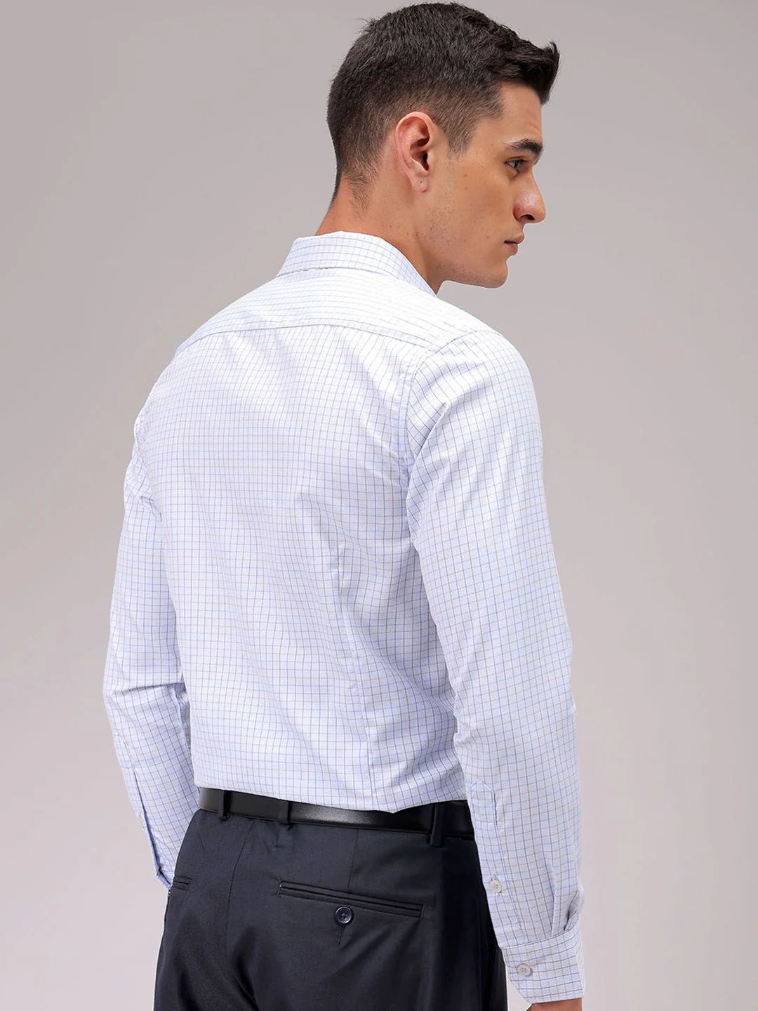 The Indian Garage Co. X Luxe Men Cutaway Collar Checked Slim Fit Formal Shirt - Image 6