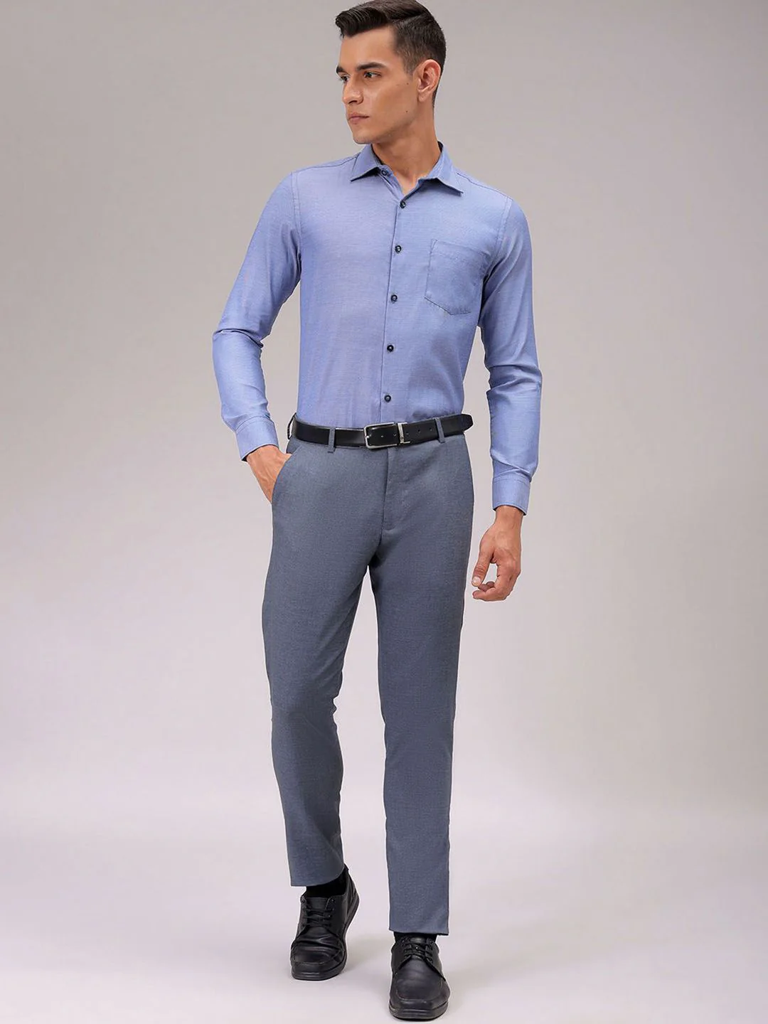 The Indian Garage Co. X Luxe Men Cutaway Collar Solid Slim Fit Formal Shirt - Image 7