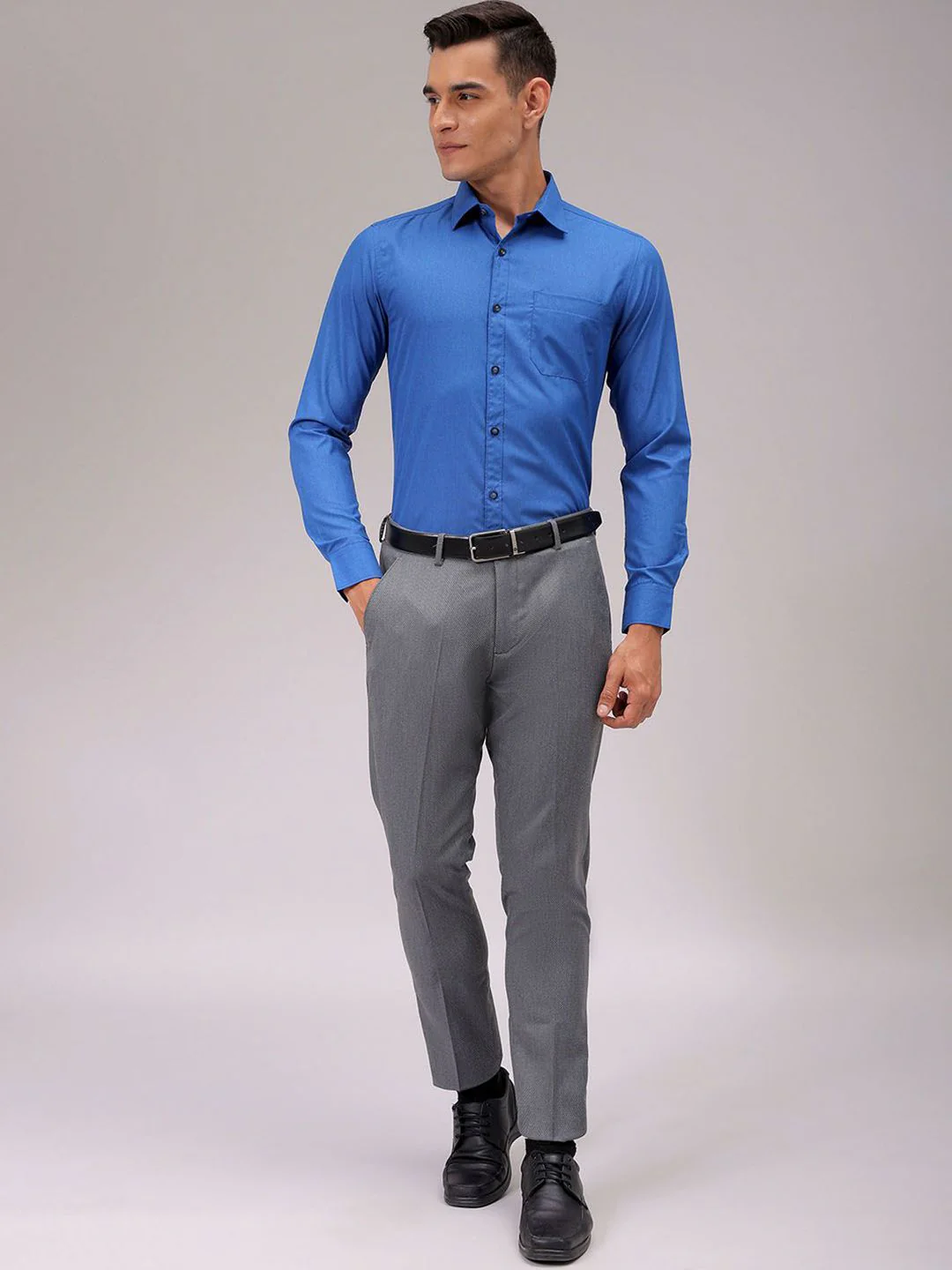 The Indian Garage Co. X Luxe Men Cutaway Collar Solid Slim Fit Formal Shirt - Image 7