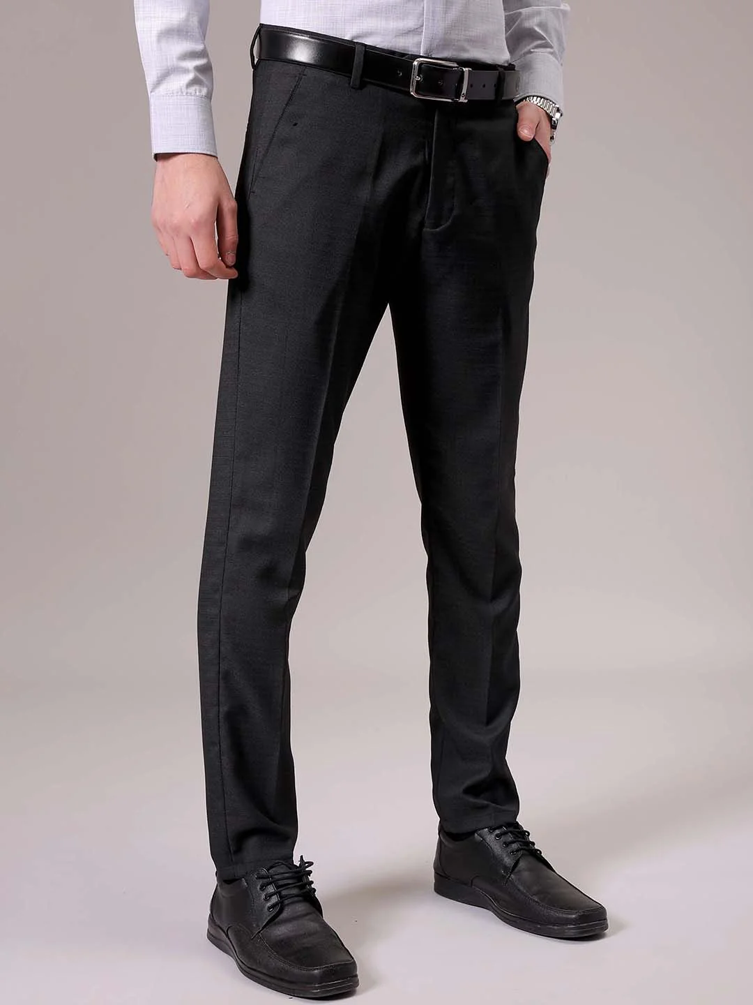 The Indian Garage Co. X Luxe Men Self-Checked Slim Fit Formal Trousers - Image 2