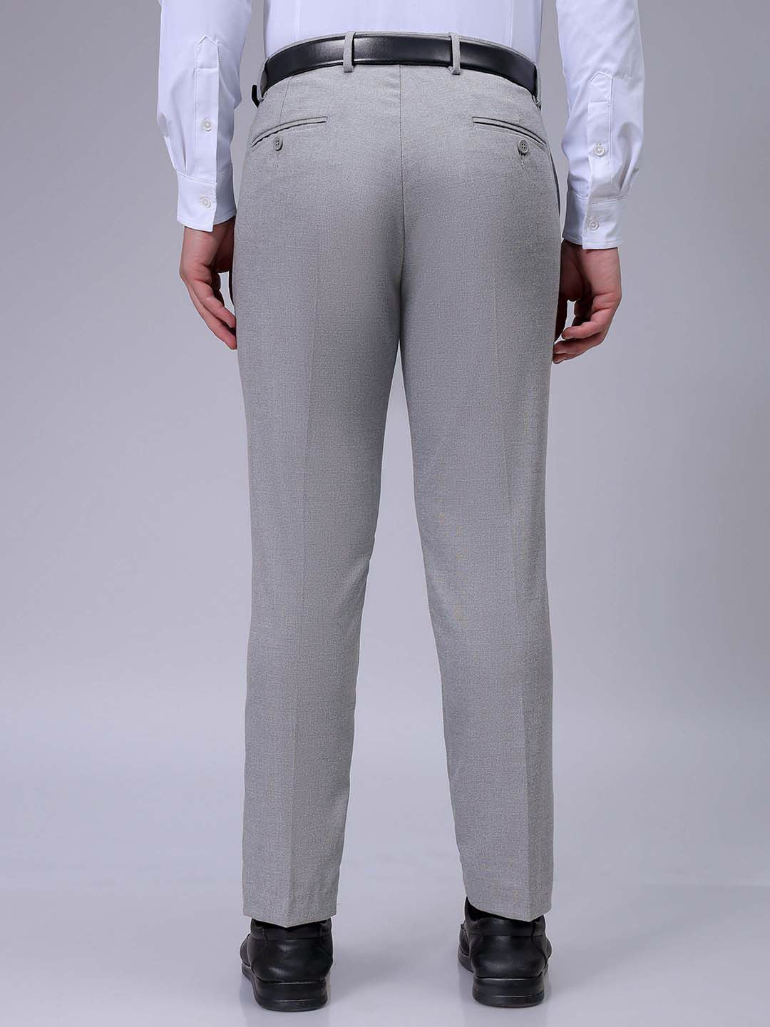 The Indian Garage Co. X Luxe Men Self-Checked Slim Fit Formal Trousers - Image 3