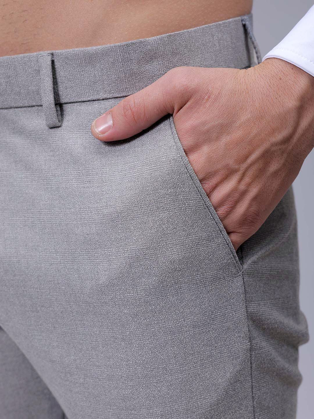 The Indian Garage Co. X Luxe Men Self-Checked Slim Fit Formal Trousers - Image 6