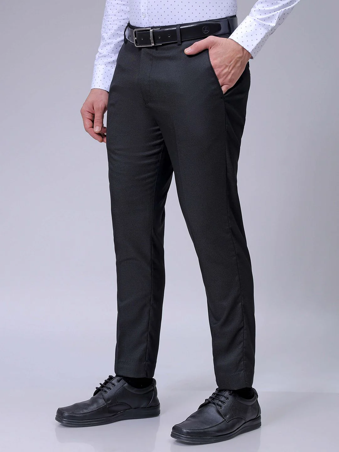 The Indian Garage Co. X Luxe Men Slim Fit  Checked Formal Trousers - Image 2
