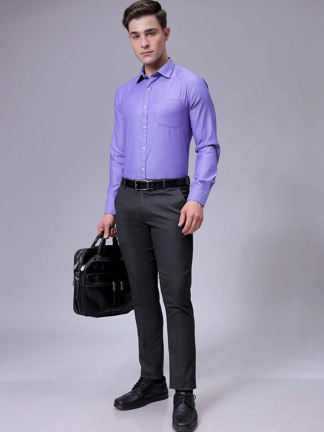 The Indian Garage Co. X Luxe Men Slim Fit Cutaway Collar Solid Formal Shirt - Image 6