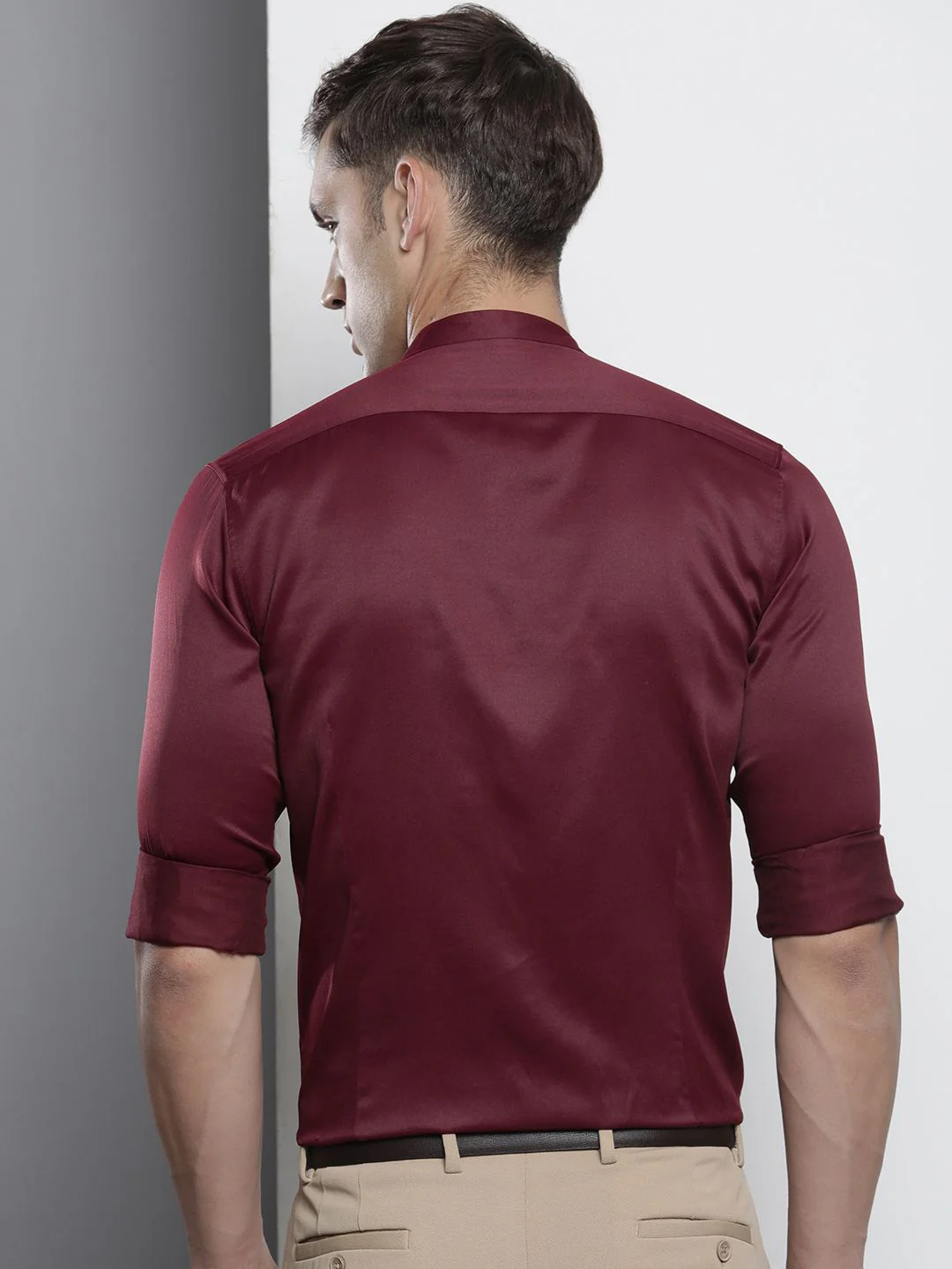 The Indian Garage Co. X Luxe Men Slim Fit Mandarin Collar Formal Shirt - Image 4