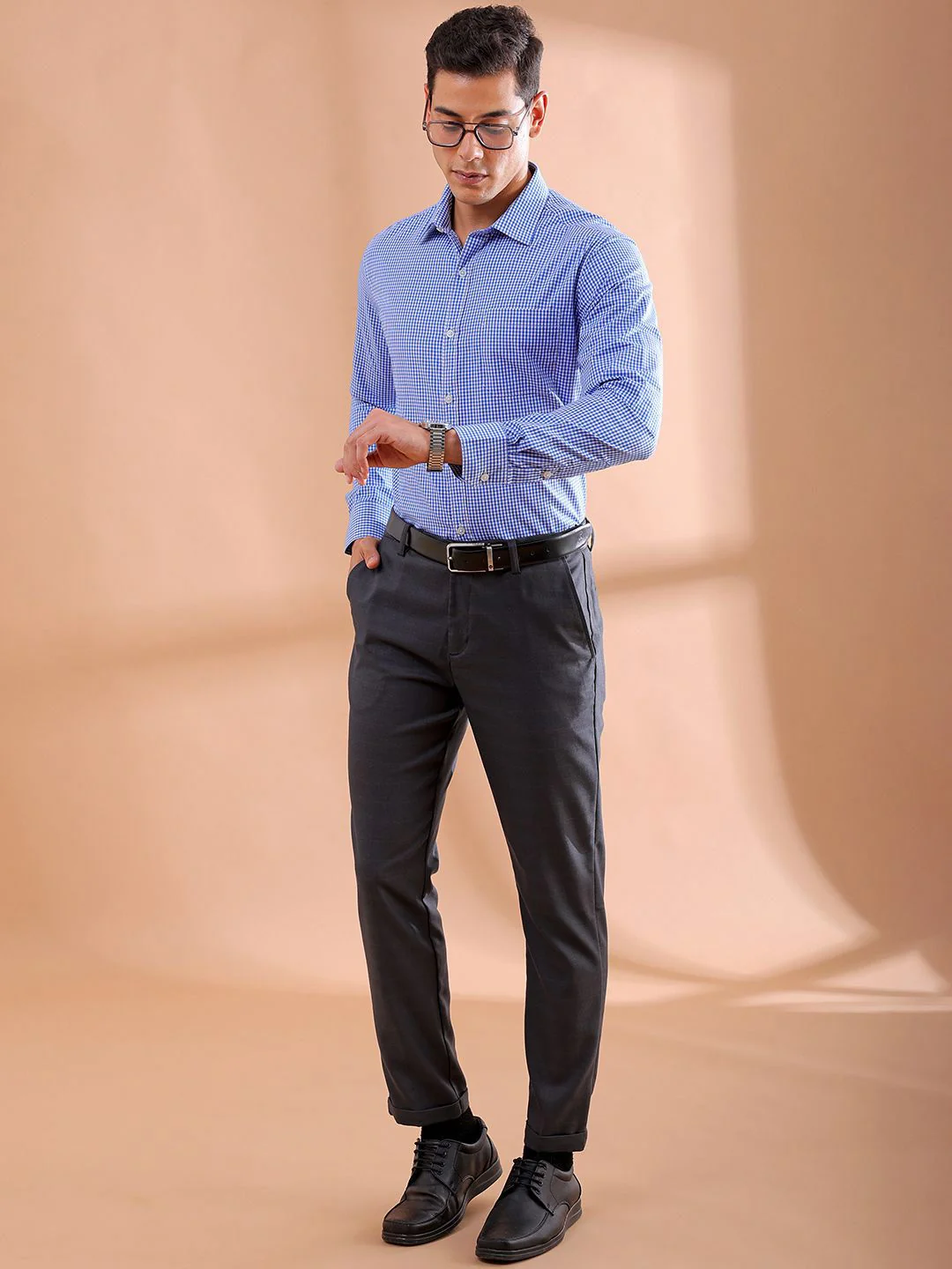 The Indian Garage Co. X Luxe Men Slim Fit Micro Checks  Formal Shirt - Image 6