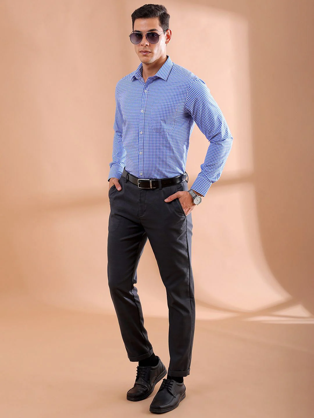 The Indian Garage Co. X Luxe Men Slim Fit Micro Checks  Formal Shirt - Image 6