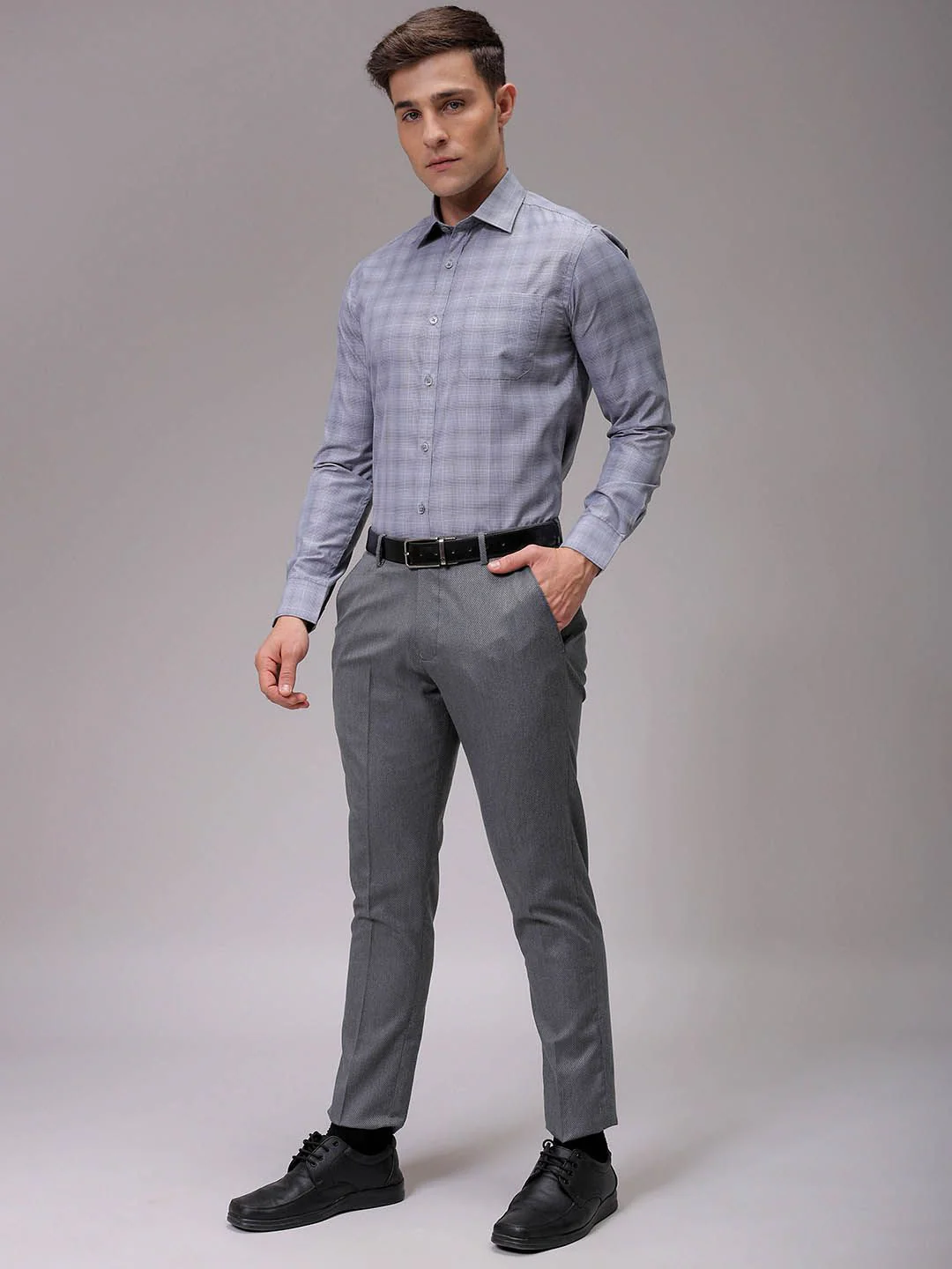 The Indian Garage Co. X Luxe Men Slim Fit Opaque Checked Formal Shirt - Image 7