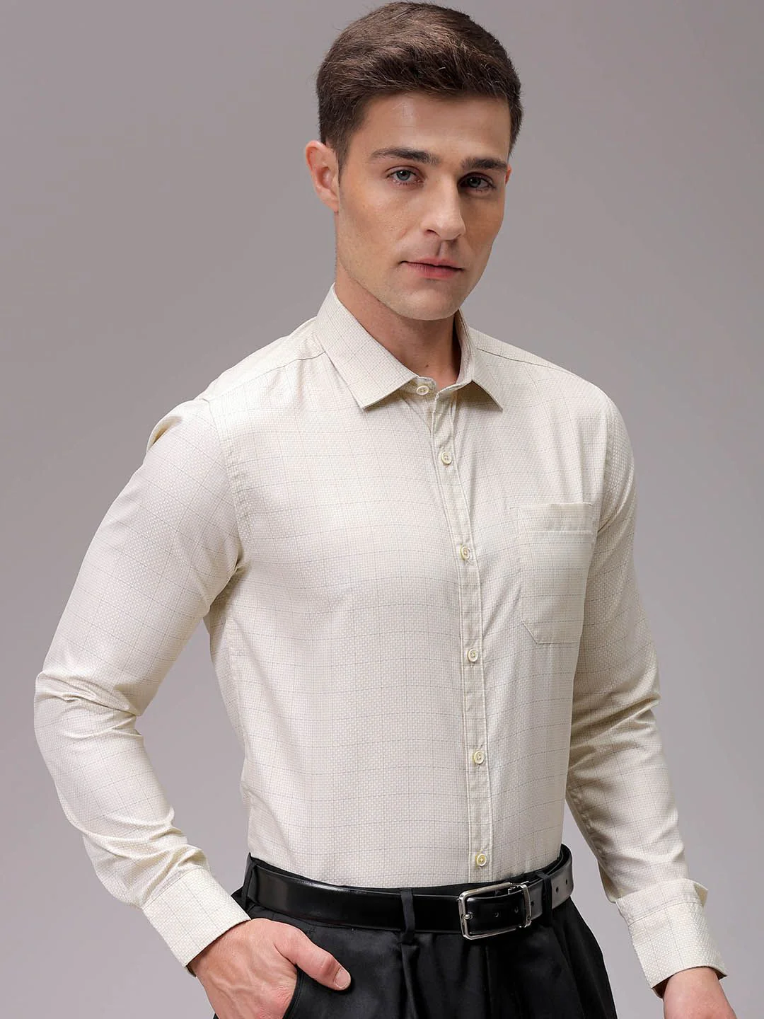 The Indian Garage Co. X Luxe Men Slim Fit Opaque Checked Formal Shirt - Image 3
