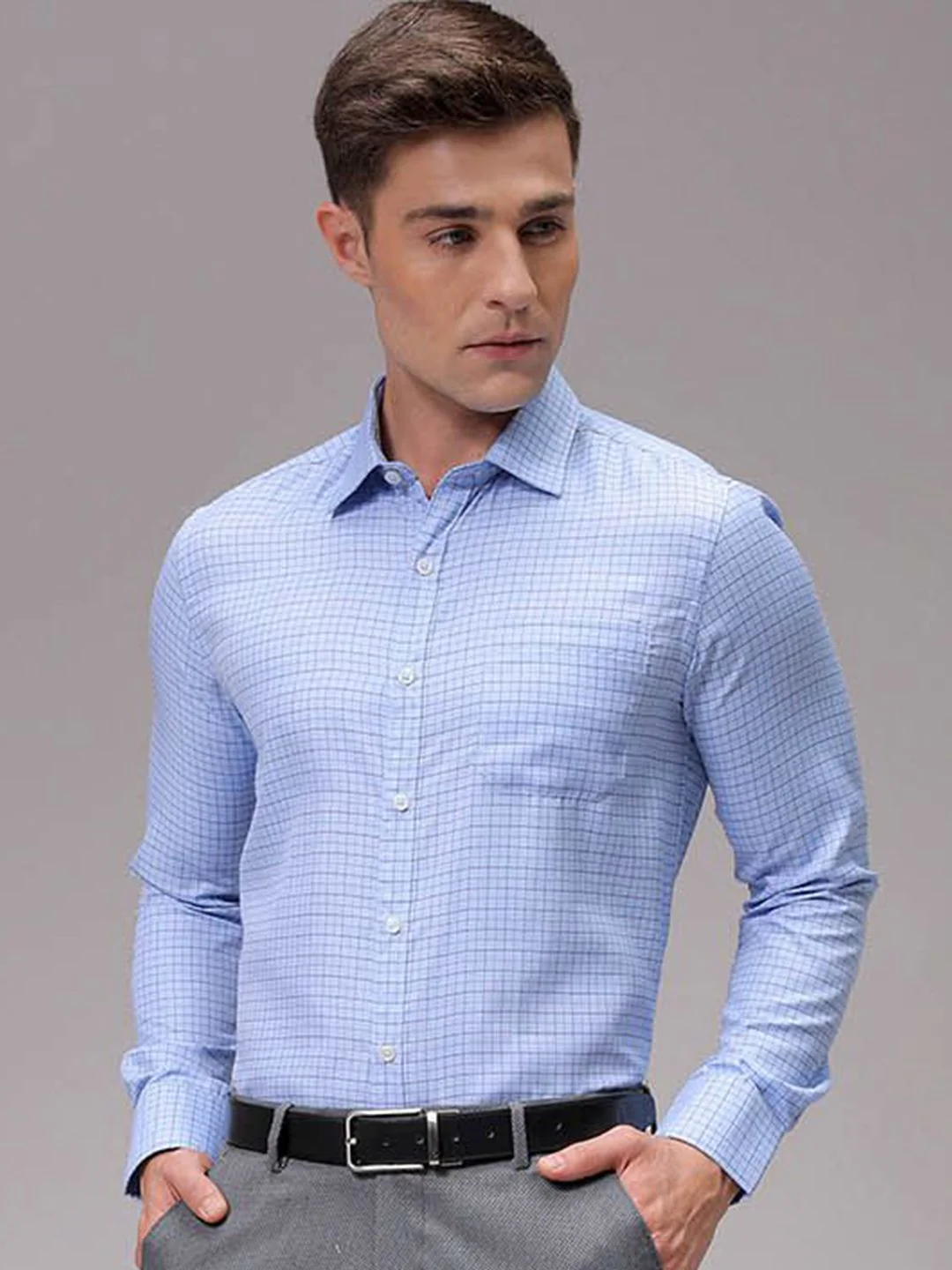 The Indian Garage Co. X Luxe Men Slim Fit Opaque Checked Formal Shirt - Image 2