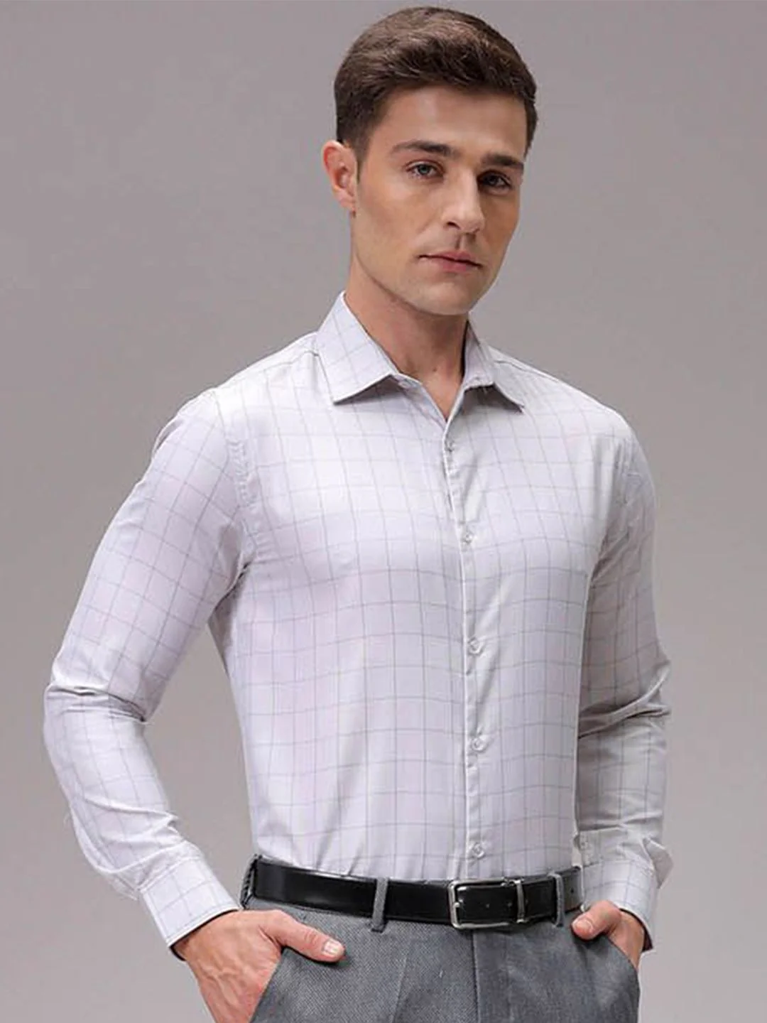 The Indian Garage Co. X Luxe Men Slim Fit Opaque Checked Formal Shirt - Image 2