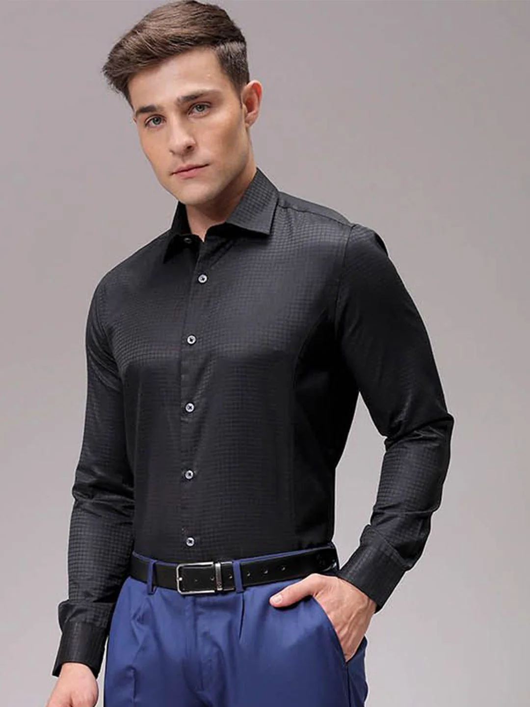 The Indian Garage Co. X Luxe Men Slim Fit Opaque Formal Shirt - Image 2