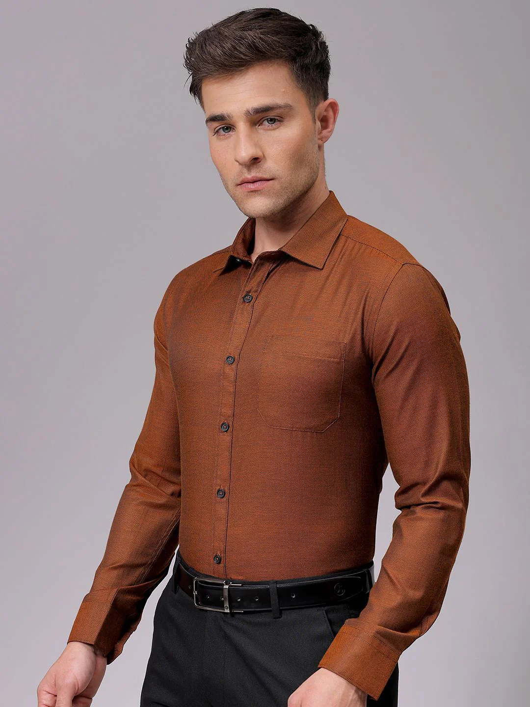 The Indian Garage Co. X Luxe Men Slim Fit Opaque Formal Shirt - Image 2