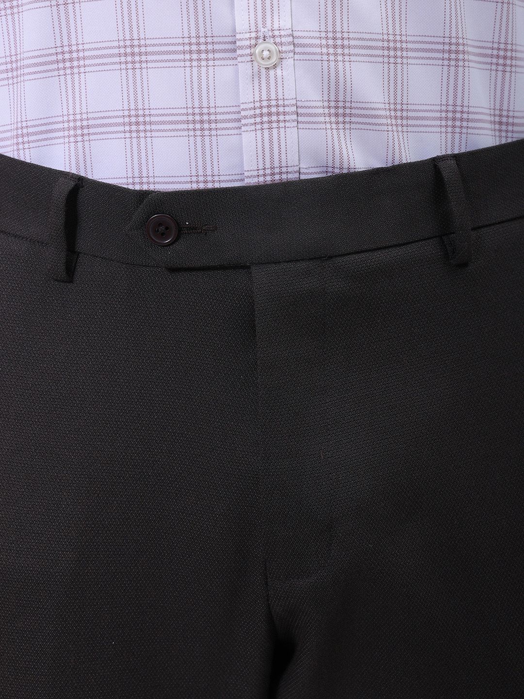 The Indian Garage Co. X Luxe Men Slim Fit Self Design Textured Formal Trousers - Image 4