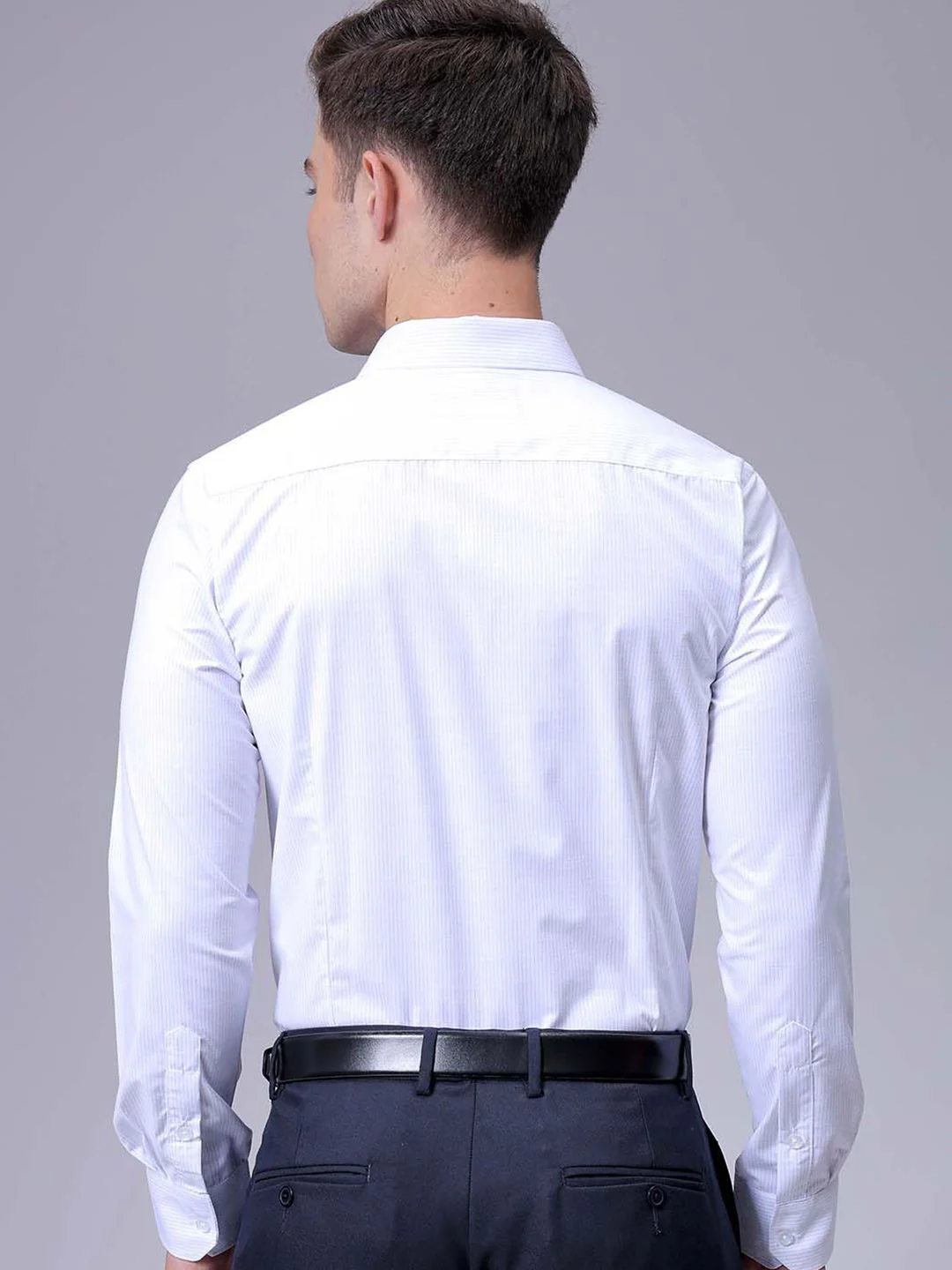 The Indian Garage Co. X Luxe Men Slim Fit Spread Collar Vertical Striped Formal Shirt - Image 6