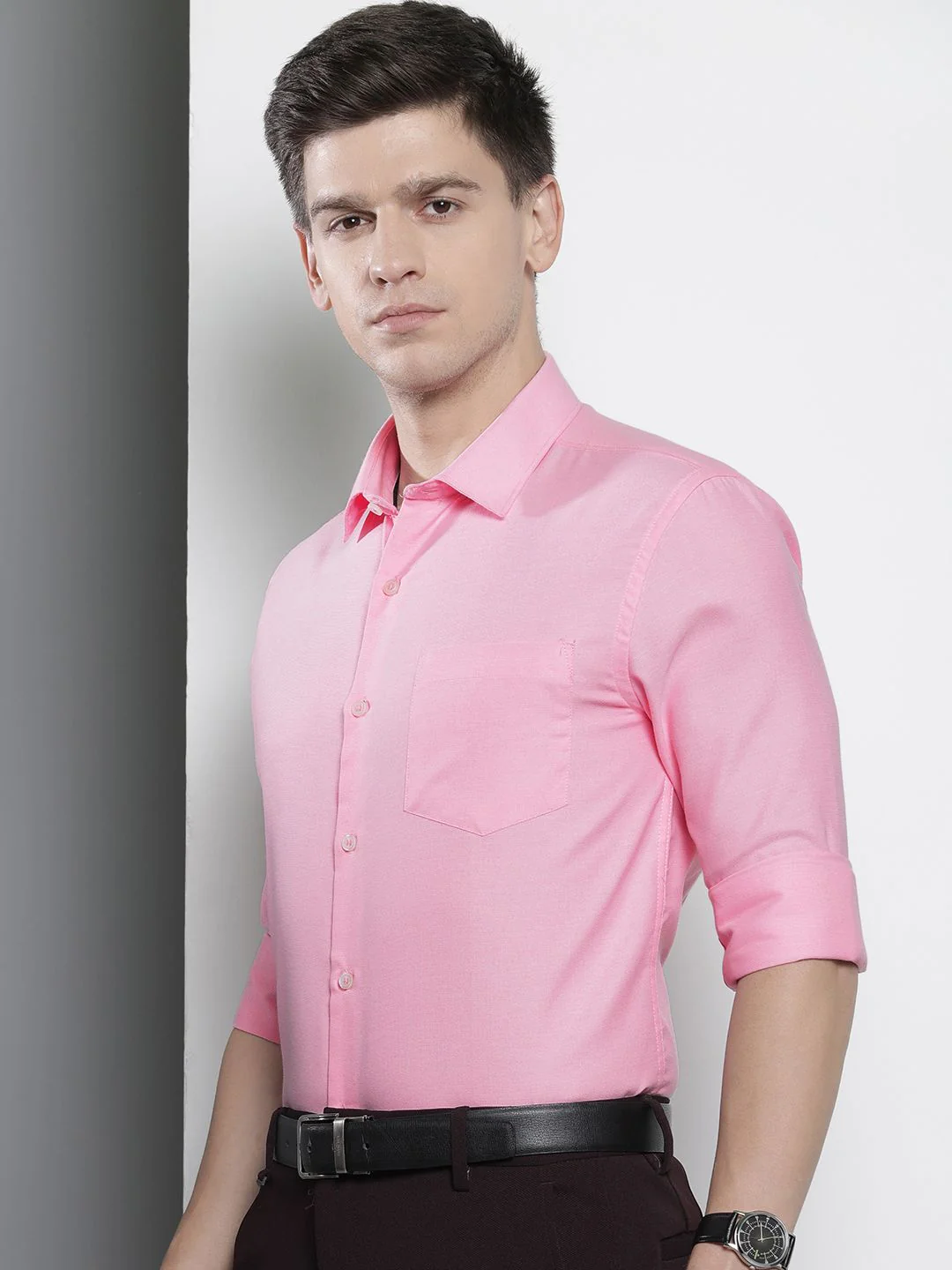 The Indian Garage Co. X Luxe Men Solid Slim Fit Opaque Formal Shirt - Image 5