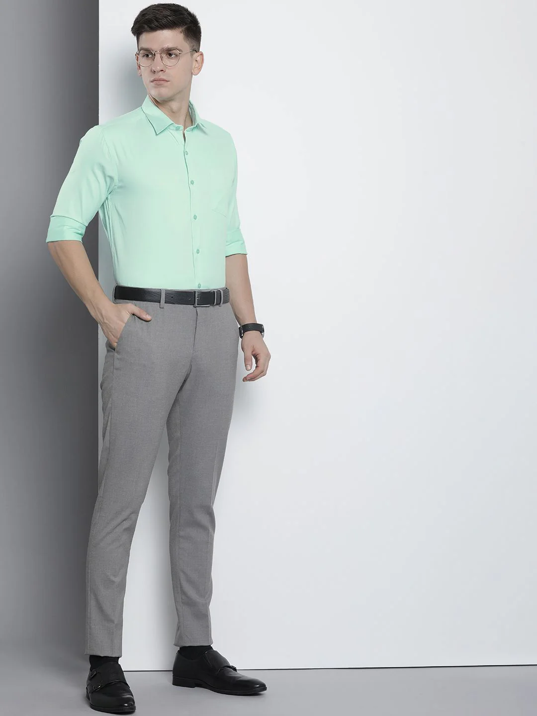 The Indian Garage Co. X Luxe Men Solid Slim Fit Opaque Formal Shirt - Image 6