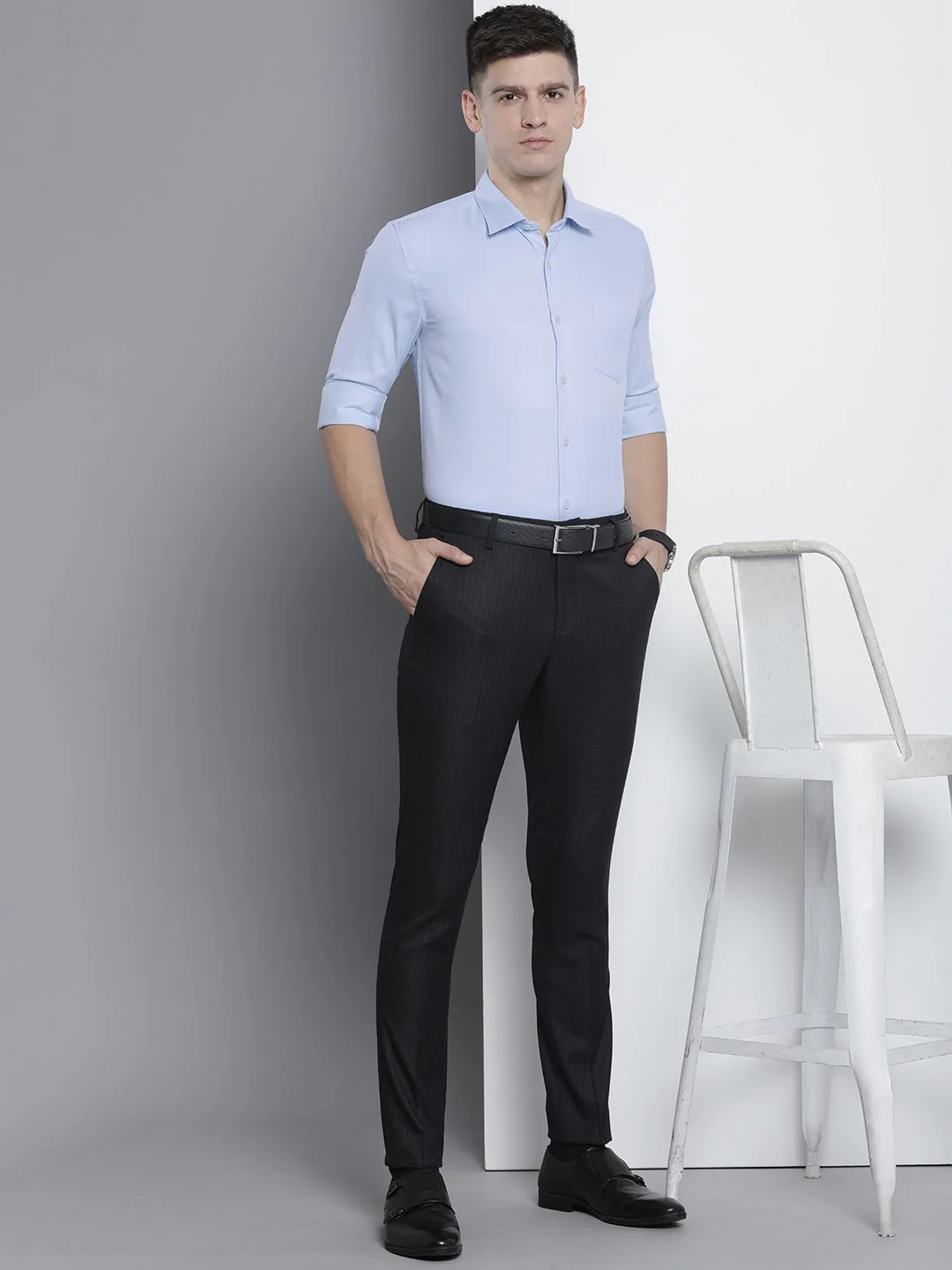 The Indian Garage Co. X Luxe Men Solid Slim Fit Opaque Formal Shirt - Image 6
