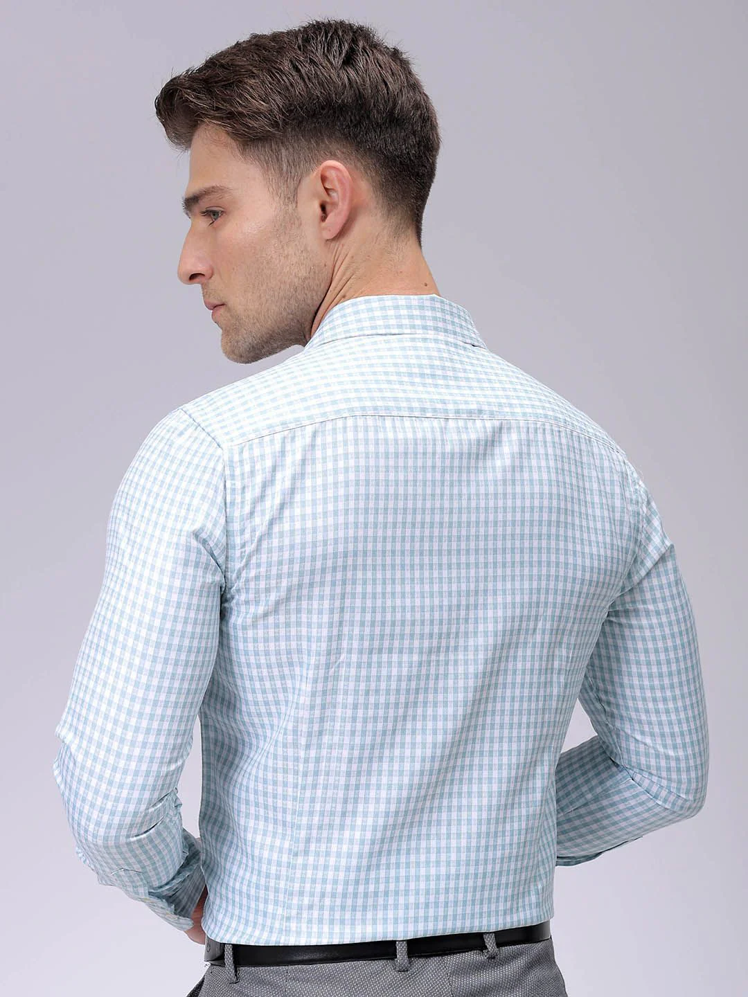 The Indian Garage Co. X Luxe Men Spread Collar Checked Cotton Slim Fit Formal Shirt - Image 4