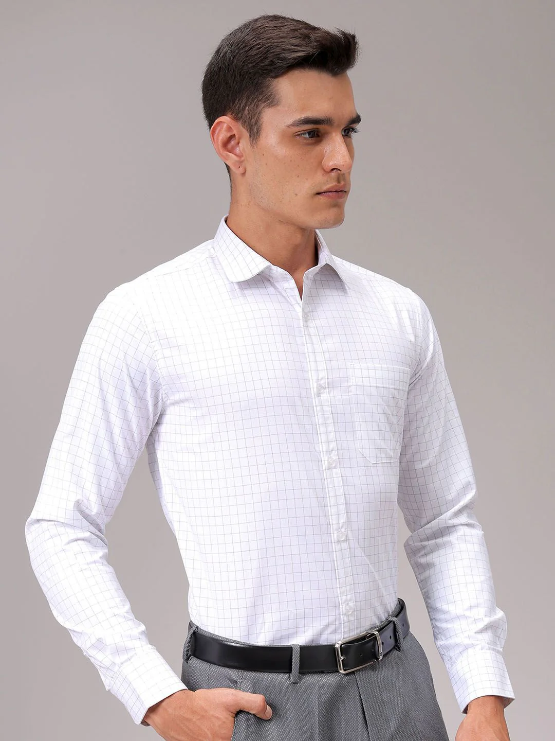 The Indian Garage Co. X Luxe Men Spread Collar Checked Slim Fit Formal Shirt - Image 3