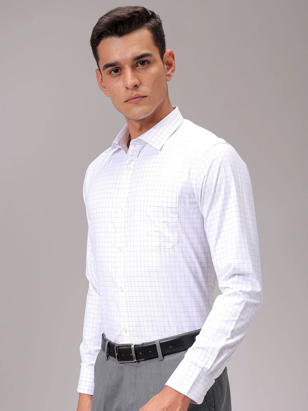 The Indian Garage Co. X Luxe Men Spread Collar Checked Slim Fit Formal Shirt - Image 5