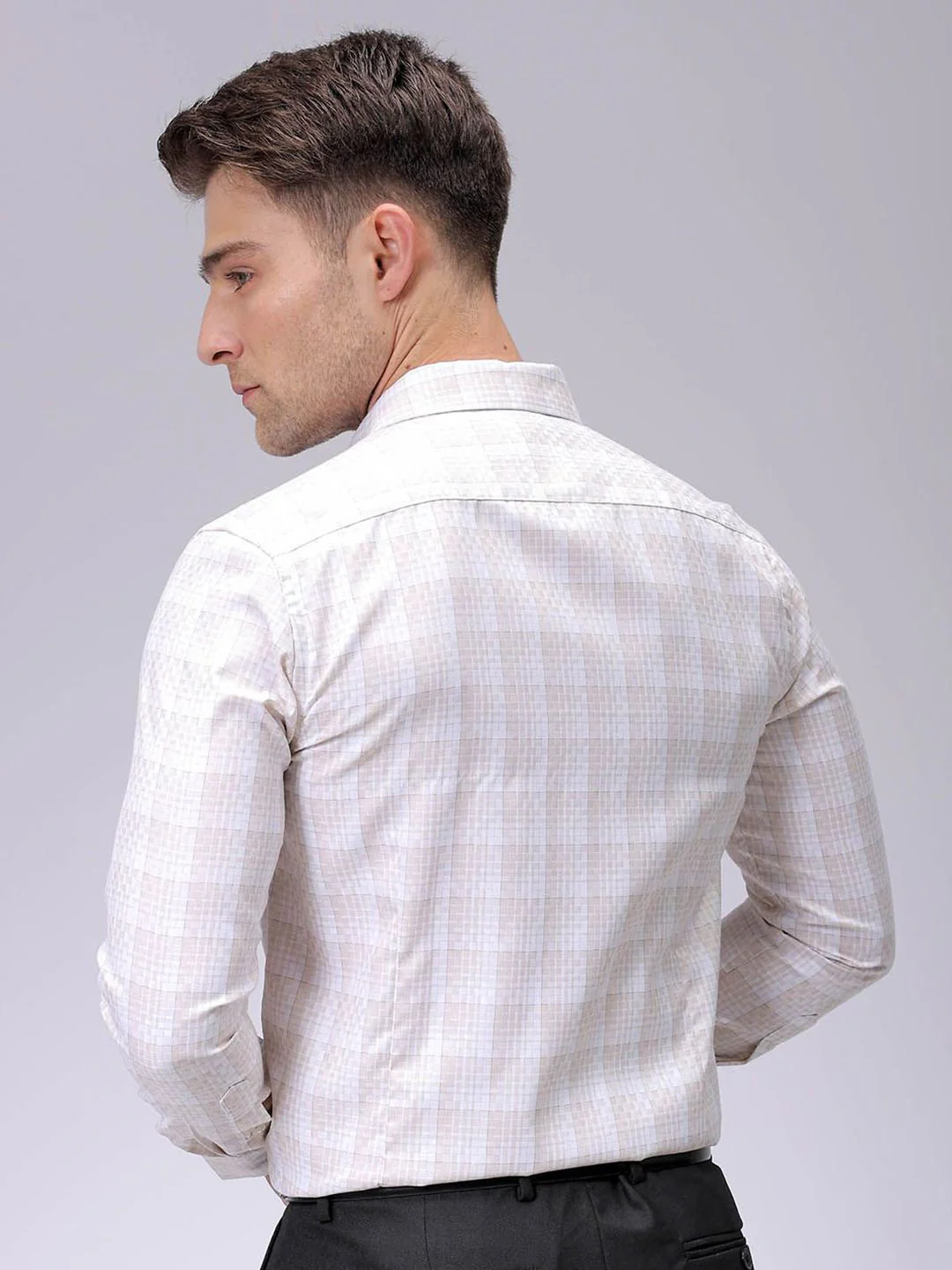 The Indian Garage Co. X Luxe Men Spread Collar Checked Slim Fit Formal Shirt - Image 4