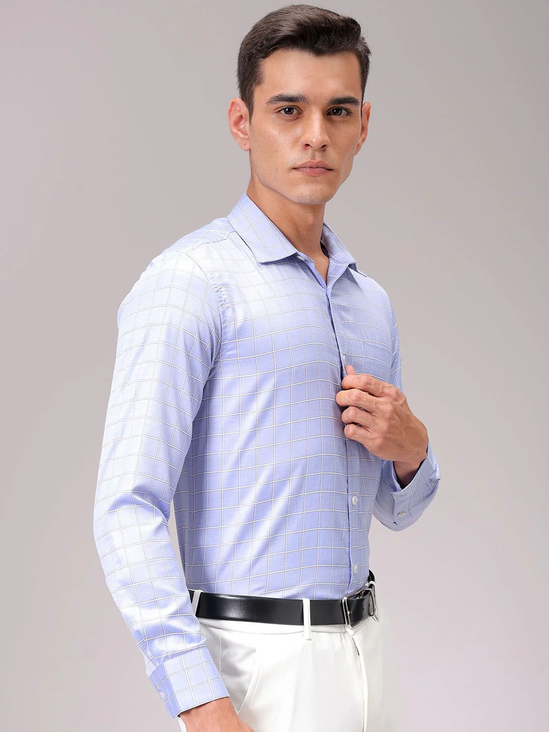 The Indian Garage Co. X Luxe Men Spread Collar Gingham Checked Slim Fit Formal Shirt - Image 3