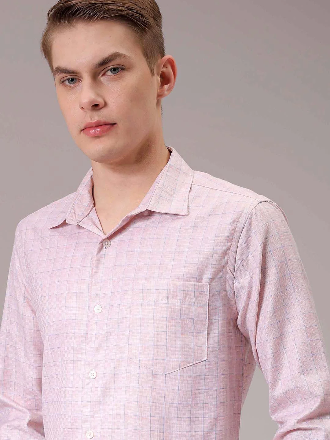 The Indian Garage Co. X Luxe Men Spread Collar Micro Checked Slim Fit Formal Shirt - Image 2