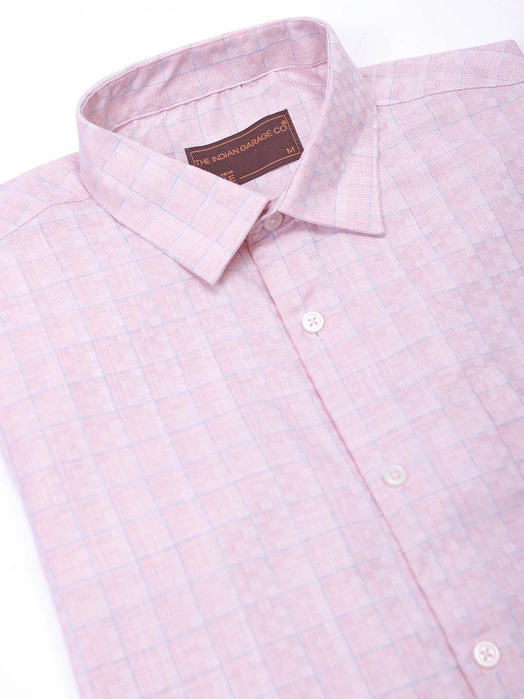 The Indian Garage Co. X Luxe Men Spread Collar Micro Checked Slim Fit Formal Shirt - Image 6