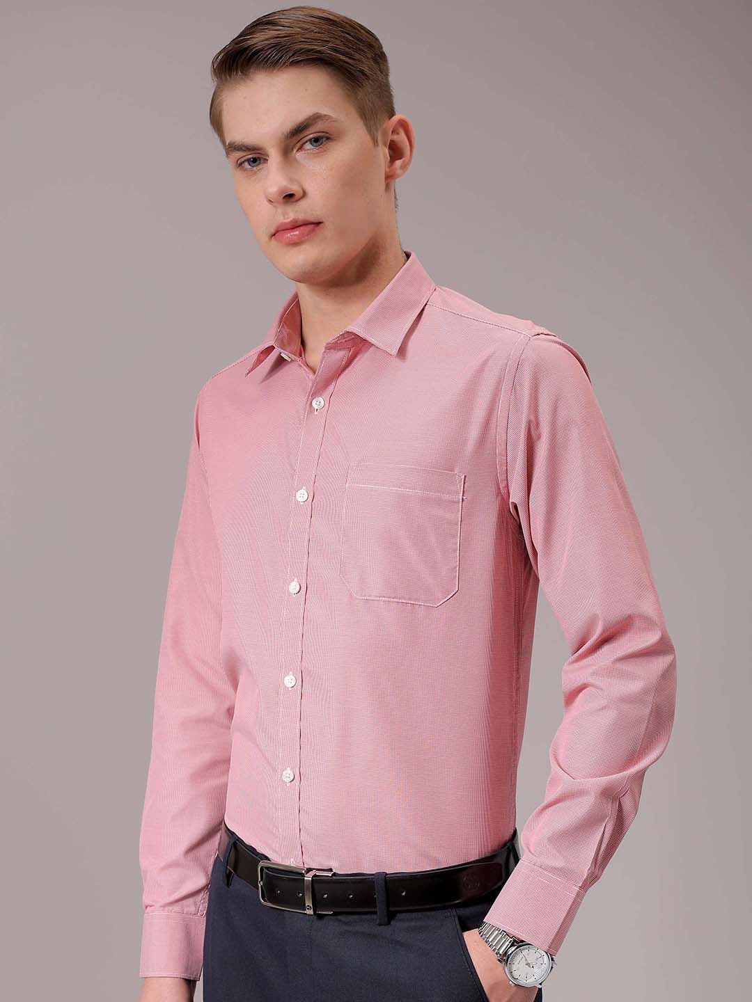 The Indian Garage Co. X Luxe Men Spread Collar Micro Checked Slim Fit Formal Shirt - Image 2