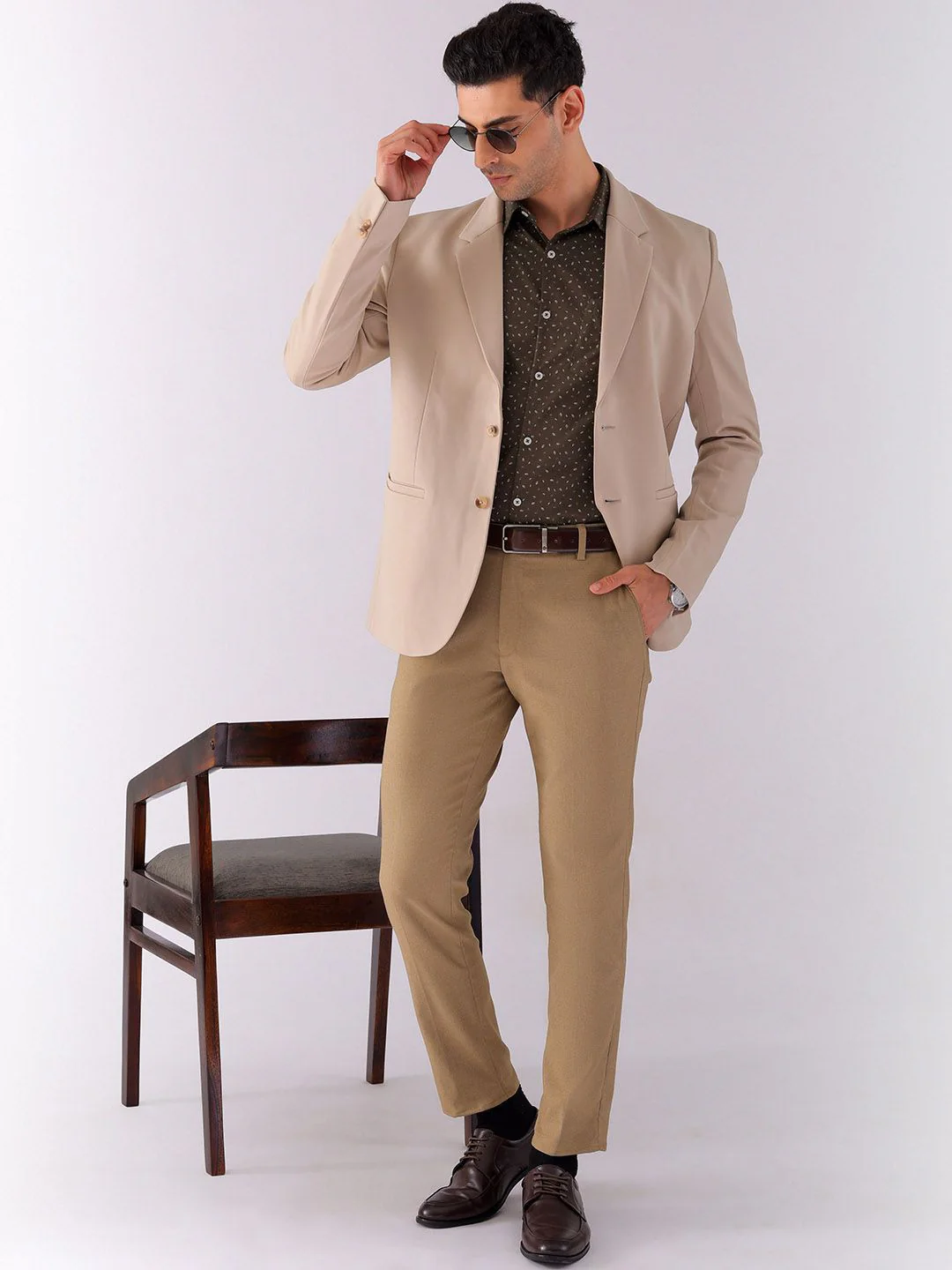 The Indian Garage Co. X Luxe Men Spread Collar Micro Ditsy Printed Slim Fit Formal Shirt - Image 6
