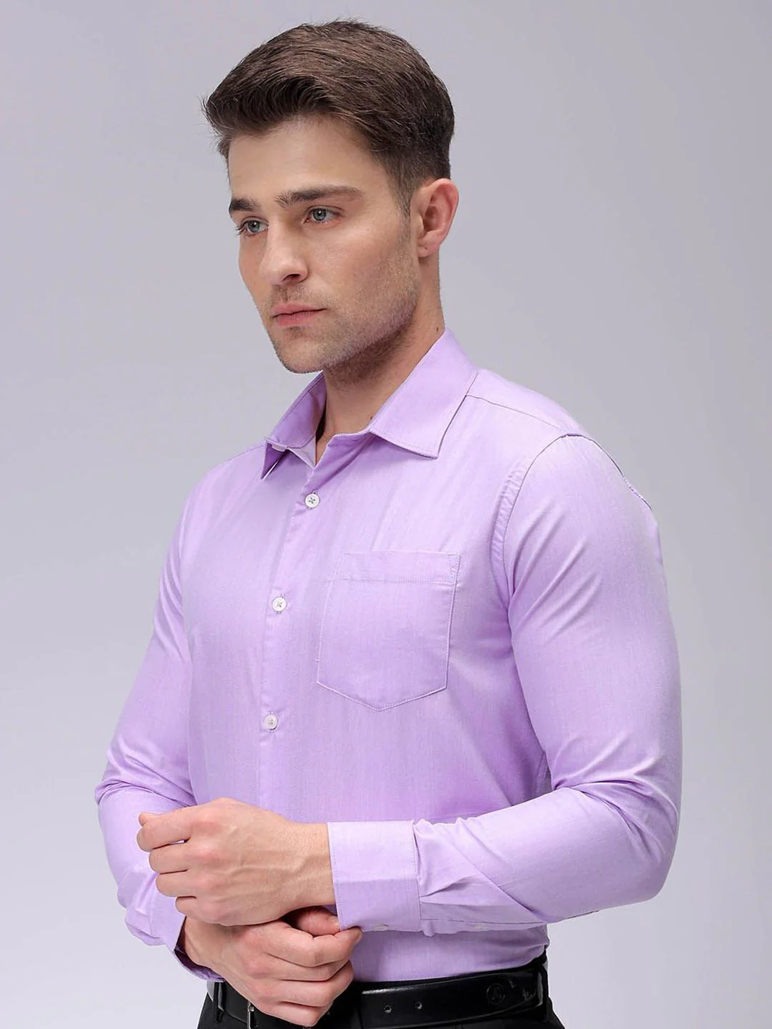 The Indian Garage Co. X Luxe Men Spread Collar Solid Cotton Slim Fit Formal Shirt - Image 5