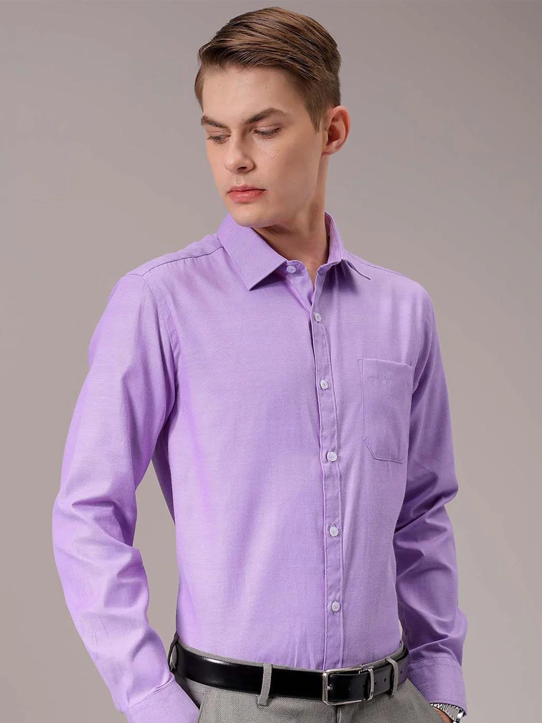 The Indian Garage Co. X Luxe Men Spread Collar Solid Slim Fit Formal Shirt - Image 3