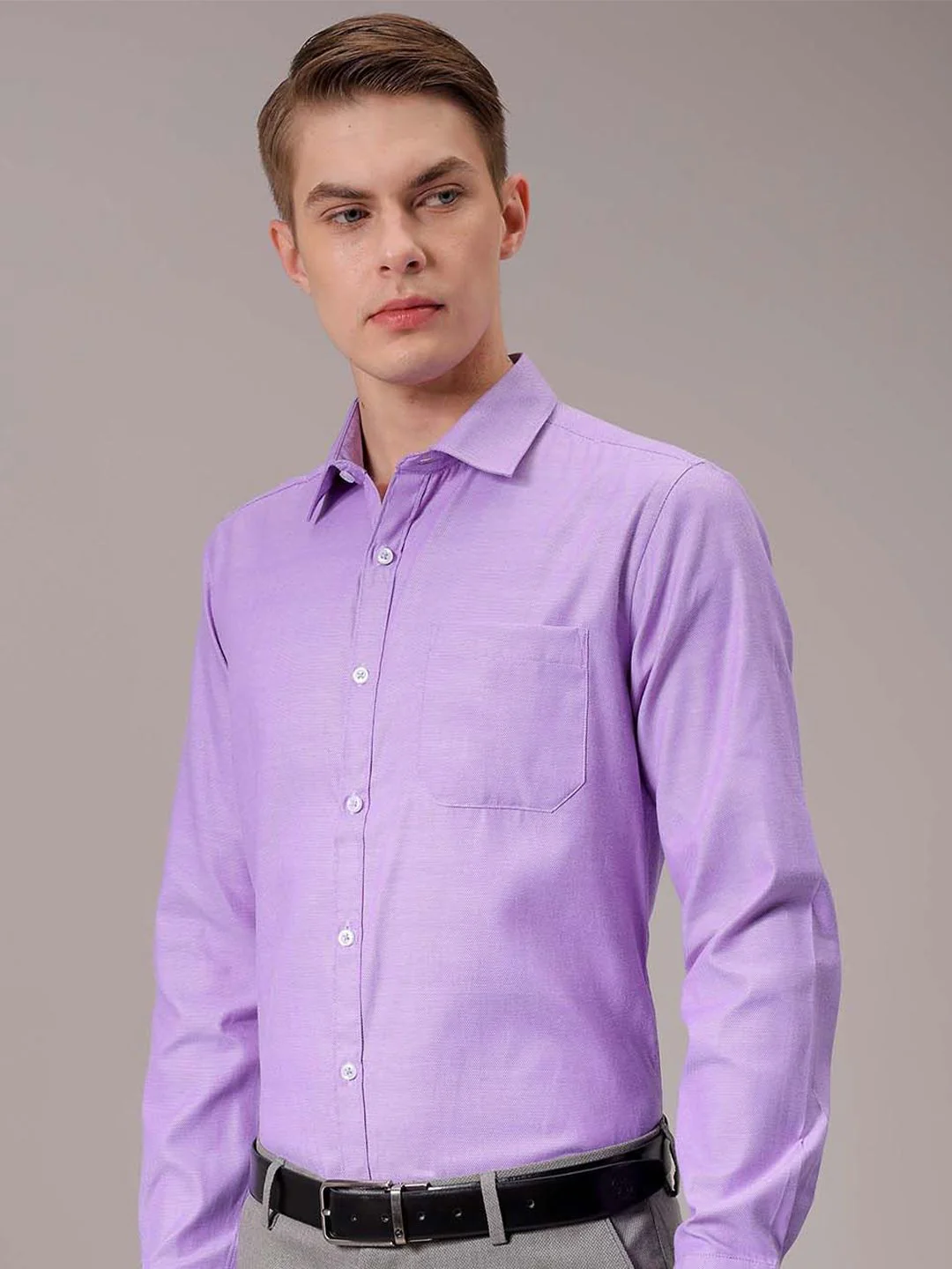 The Indian Garage Co. X Luxe Men Spread Collar Solid Slim Fit Formal Shirt - Image 5