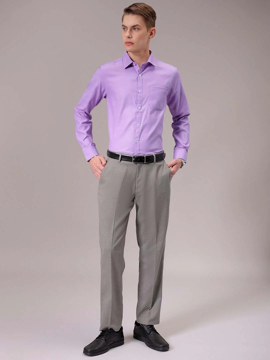 The Indian Garage Co. X Luxe Men Spread Collar Solid Slim Fit Formal Shirt - Image 6