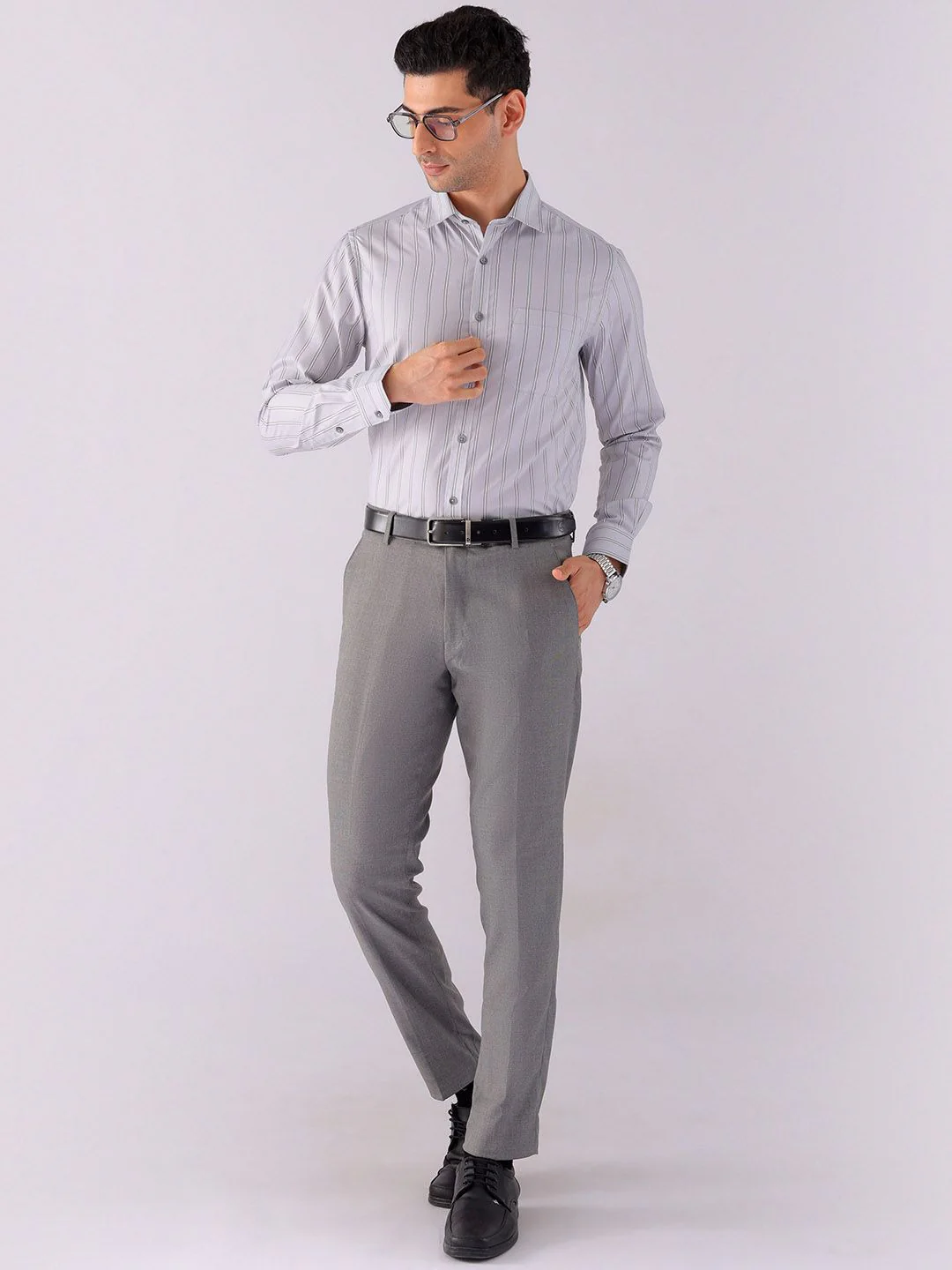 The Indian Garage Co. X Luxe Men Spread Collar Striped Slim Fit Formal Shirt - Image 6