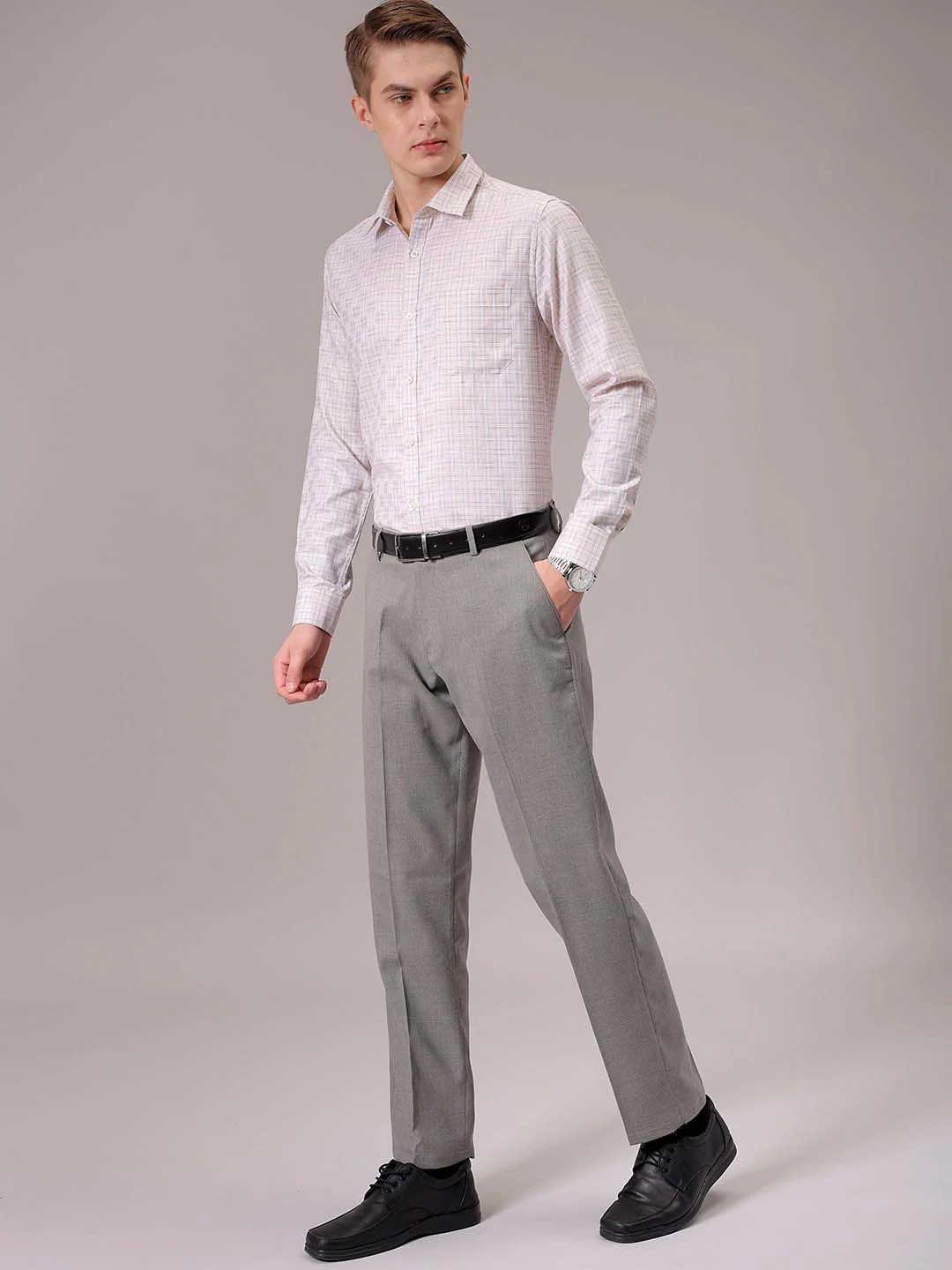 The Indian Garage Co. X Luxe Men Spread Collar Tartan Checked Slim Fit Formal Shirt - Image 4