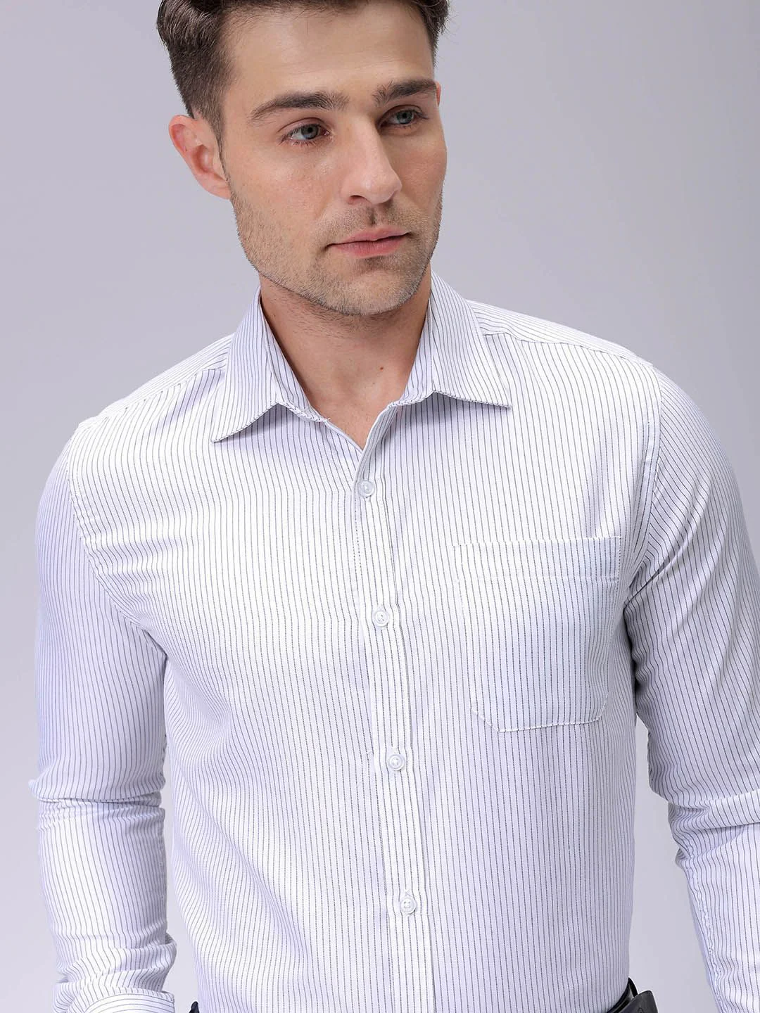 The Indian Garage Co. X Luxe Men Spread Collar Vertical Striped Slim Fit Formal Shirt