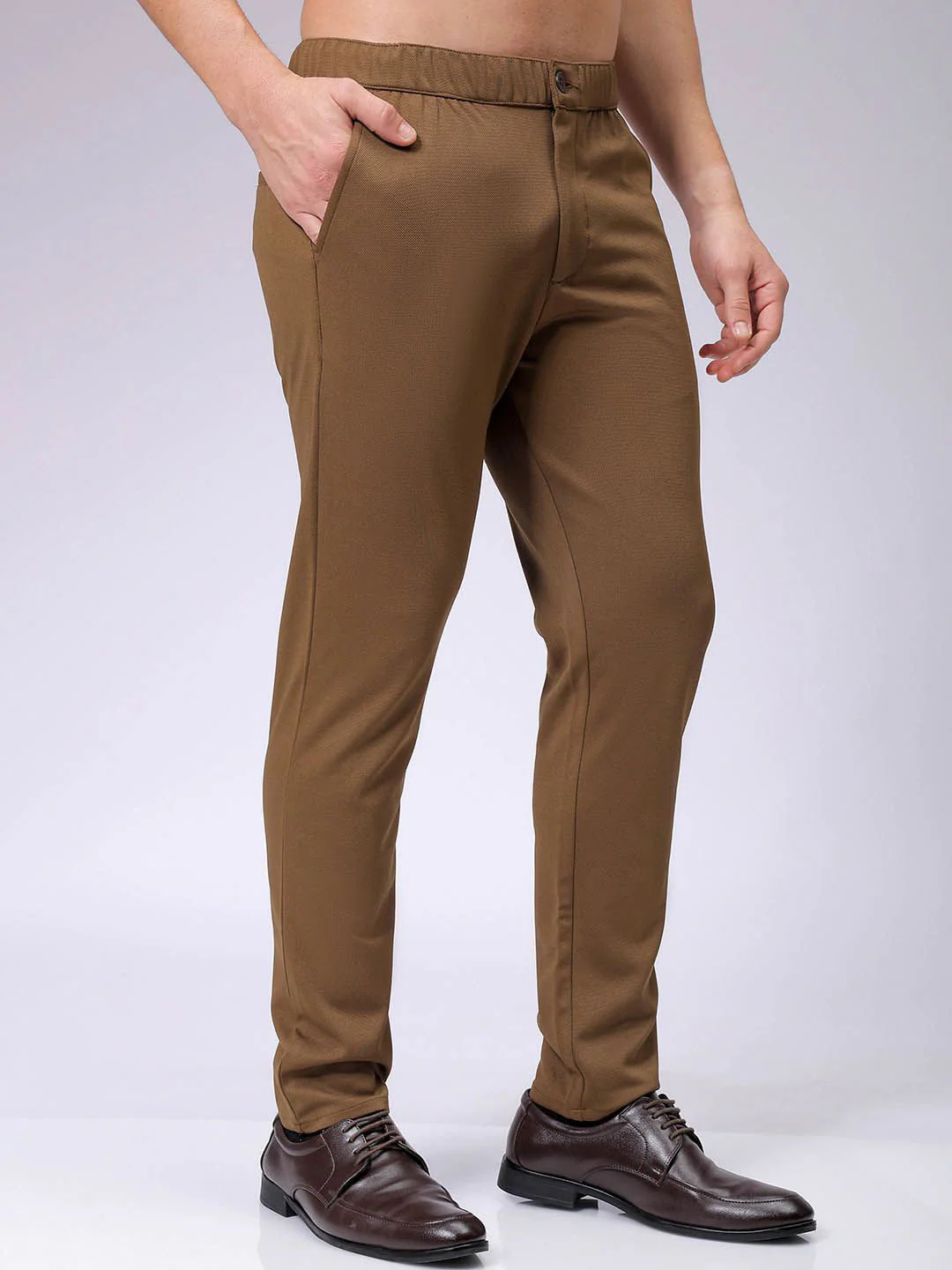The Indian Garage Co. X Luxe Men Textured Mid-Rise Slim Fit Formal Trousers - Image 2