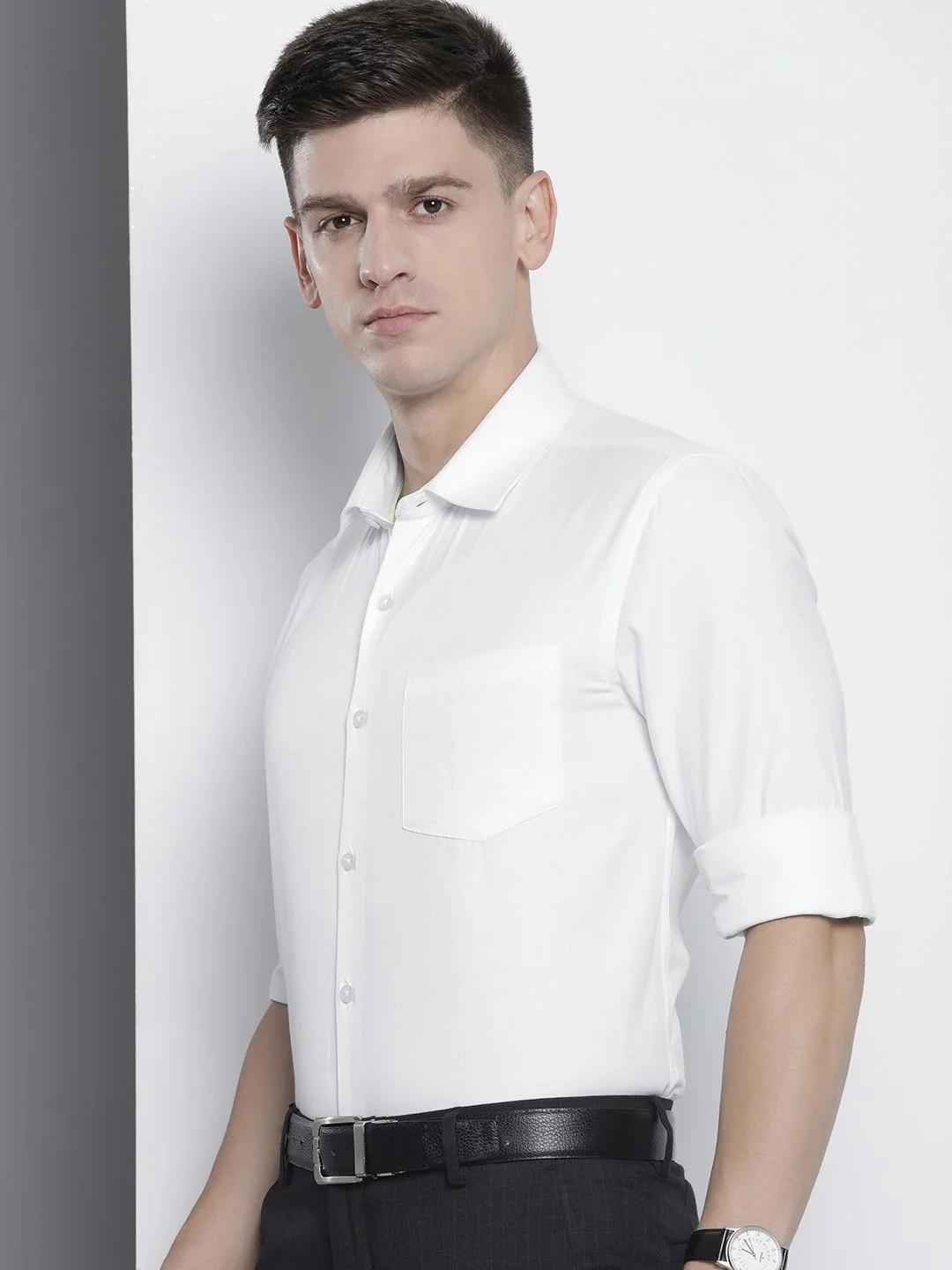 The Indian Garage Co. X Luxe Men White Slim Fit Opaque Formal Shirt - Image 5