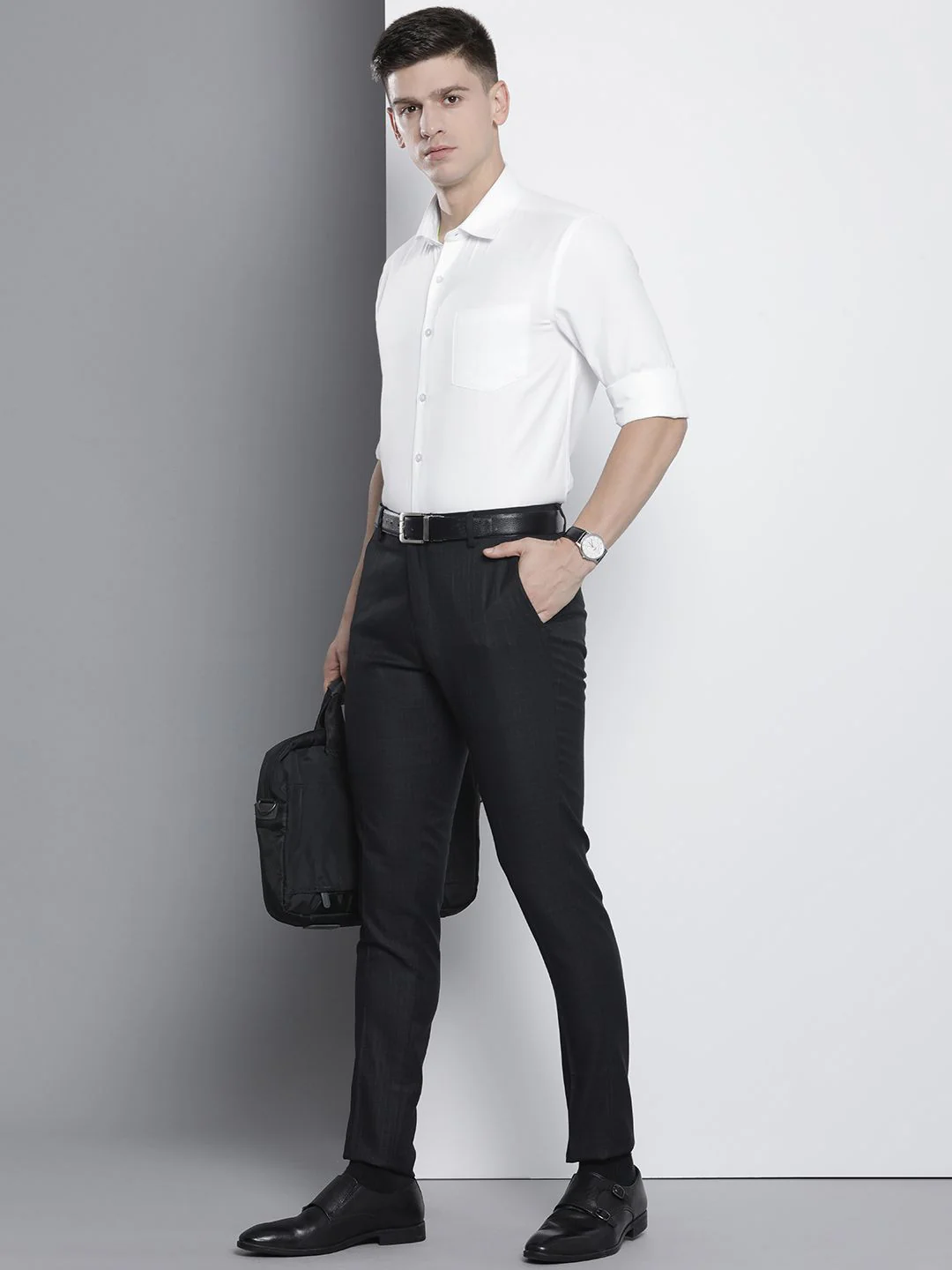 The Indian Garage Co. X Luxe Men White Slim Fit Opaque Formal Shirt - Image 6