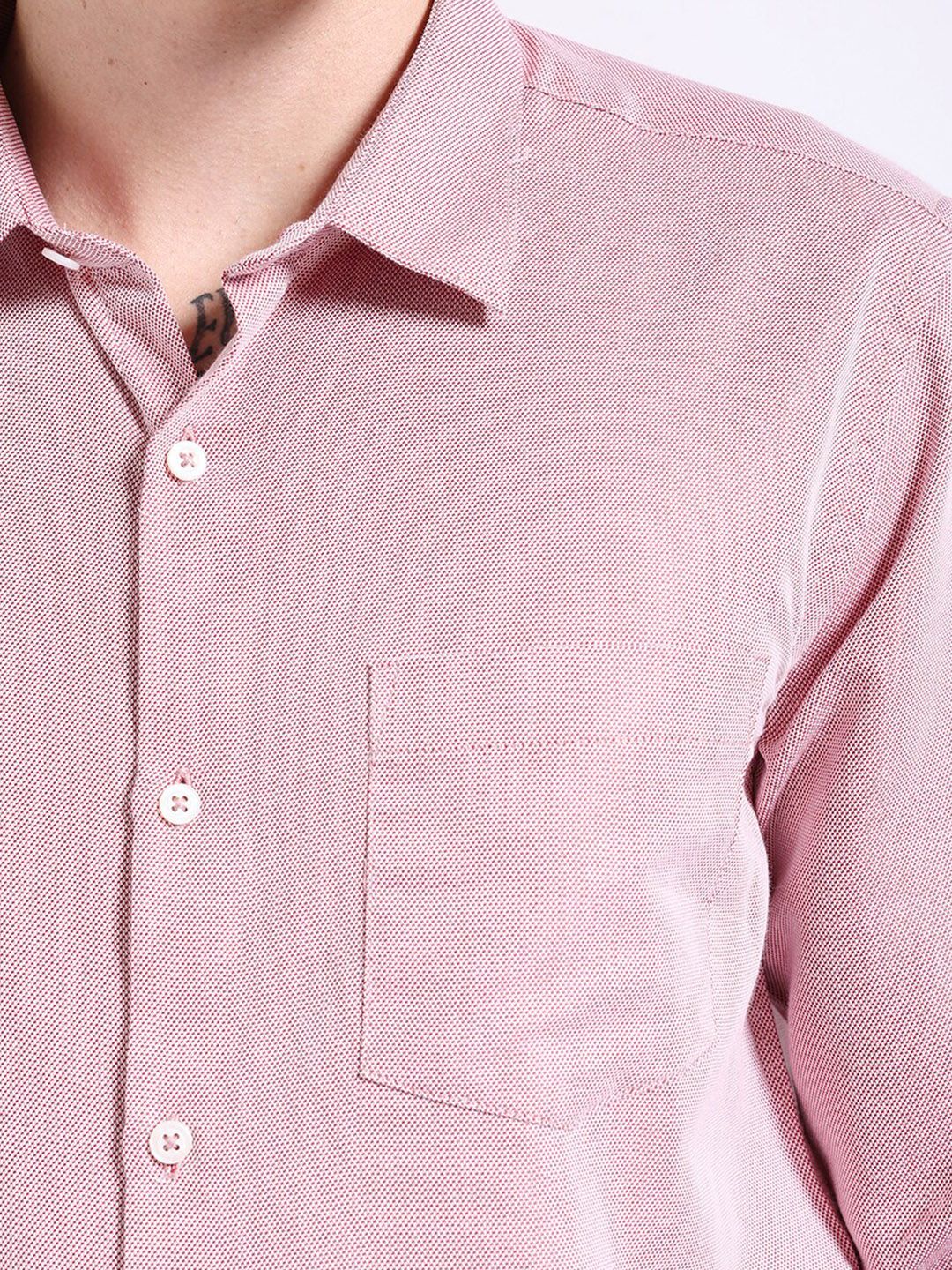 The Indian Garage Co. X Luxe Red & White Slim Fit Spread Collar Formal Shirt - Image 2